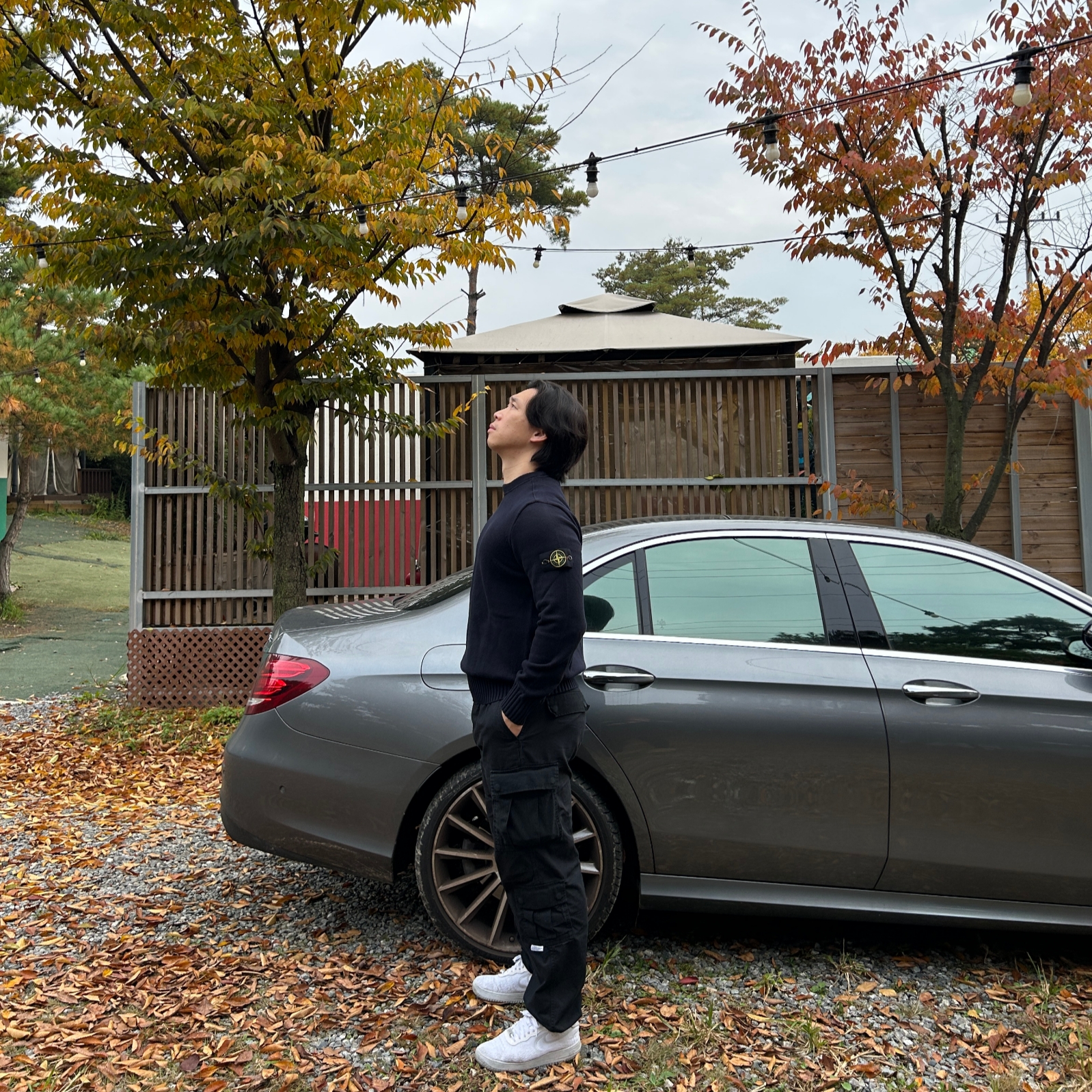Stone Island 506A2 Winter Cotton Crewneck Knit Navy Blue - 23FW, Stone Island 506A2 Winter Cotton Crewneck Knit Black - 23FW 착용 스타일 - 7