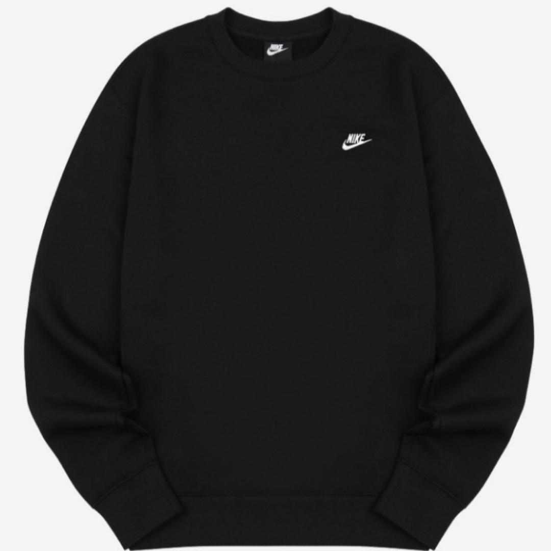 Nike NSW Club French Terry Crew Sweatshirt Black - Asia 착용 스타일
