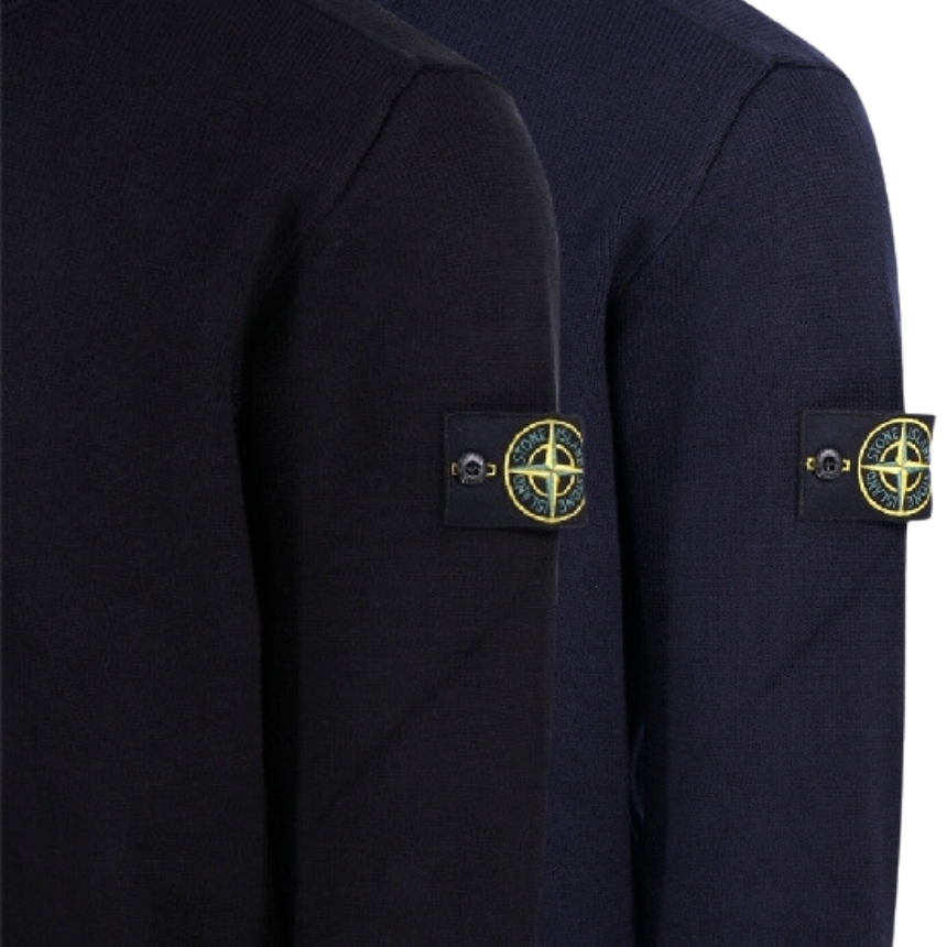 Stone Island 506A2 Winter Cotton Crewneck Knit Navy Blue - 23FW, Stone Island 506A2 Winter Cotton Crewneck Knit Black - 23FW 착용 스타일 - 3