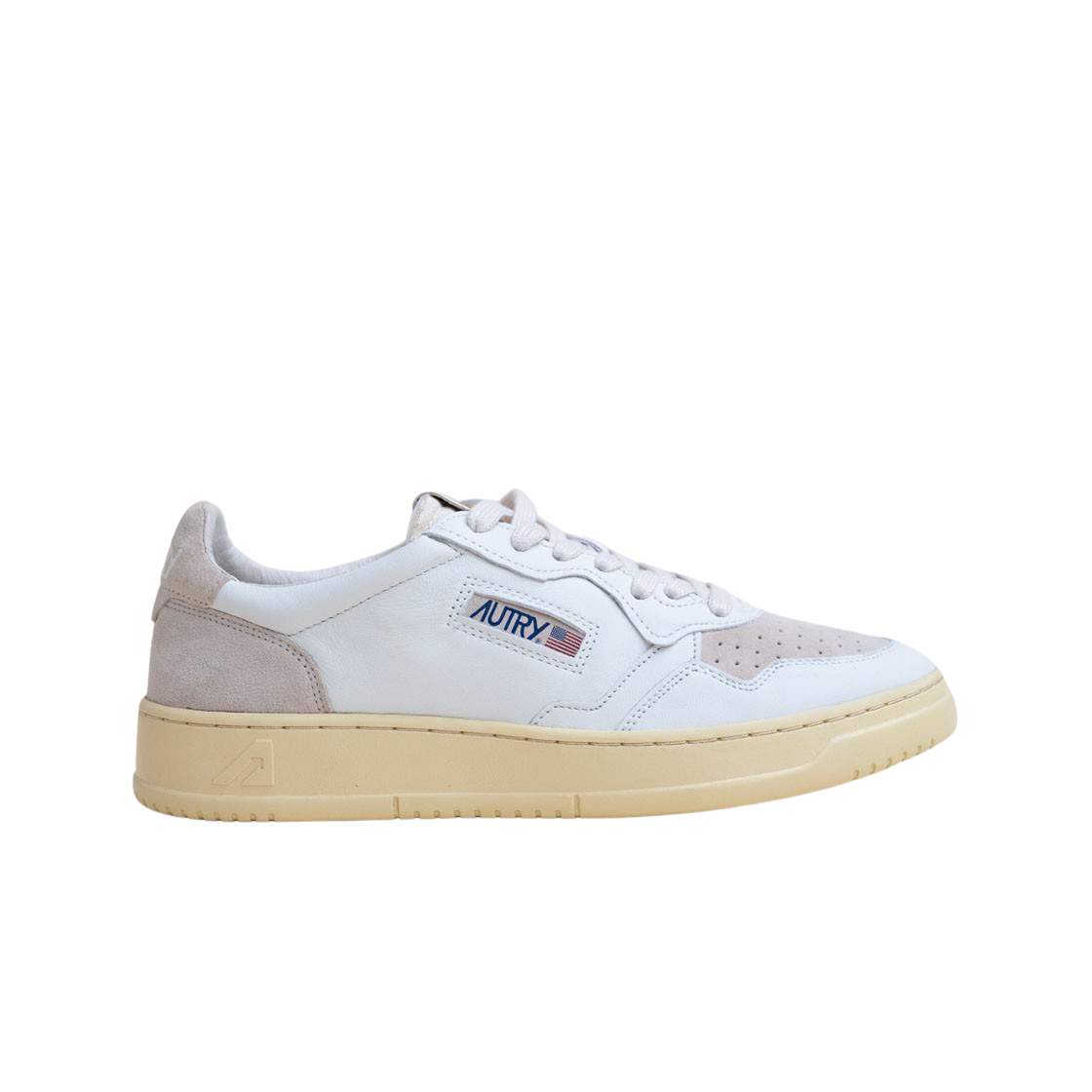 AULM-SL01 Autry Medalist Low Suede Sneakers White Sand Brown - 대표 이미지 #1