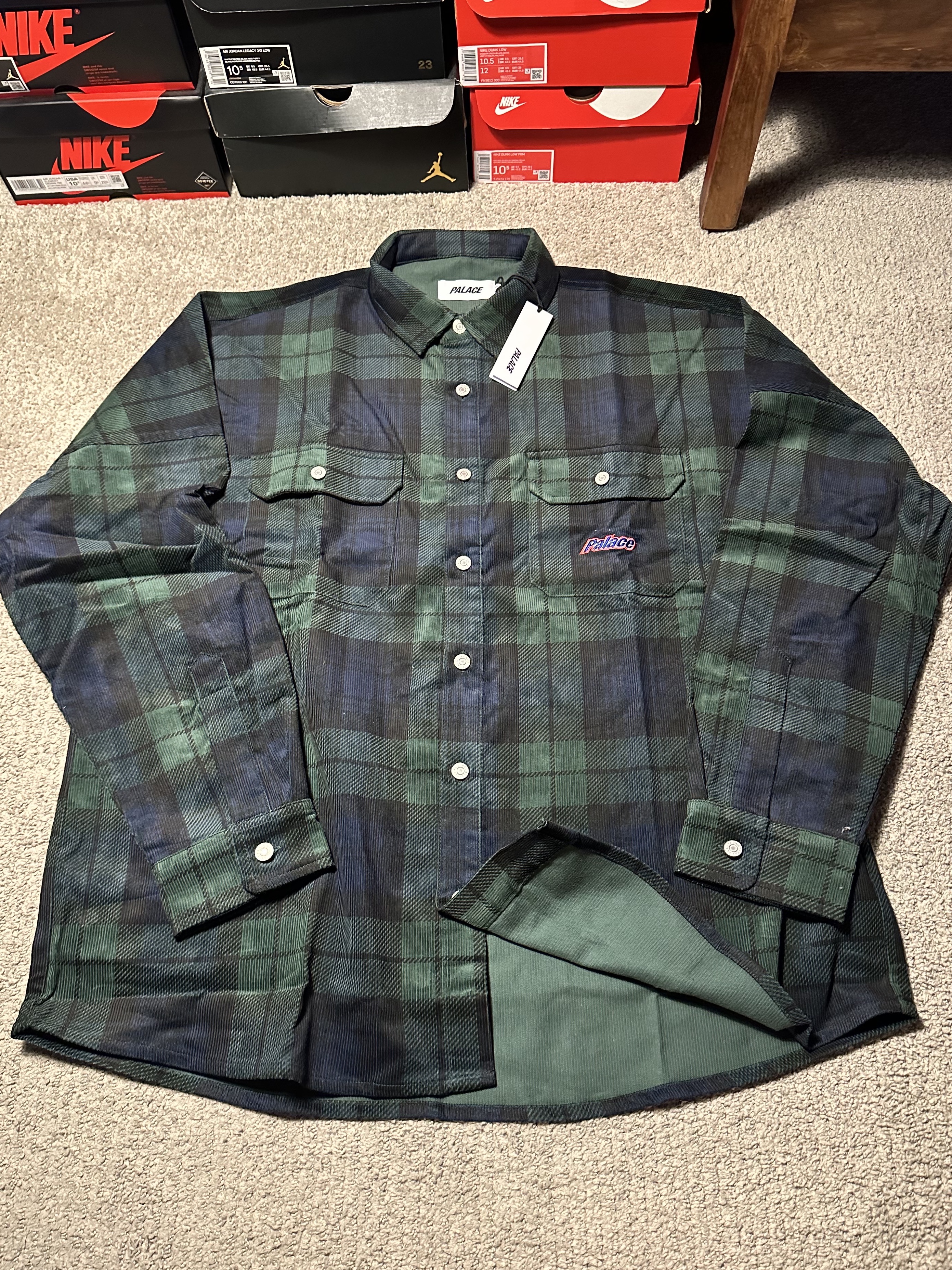 Palace Drop Shoulder Cord Shirt Tartan - 23FW 착용 스타일 - 1