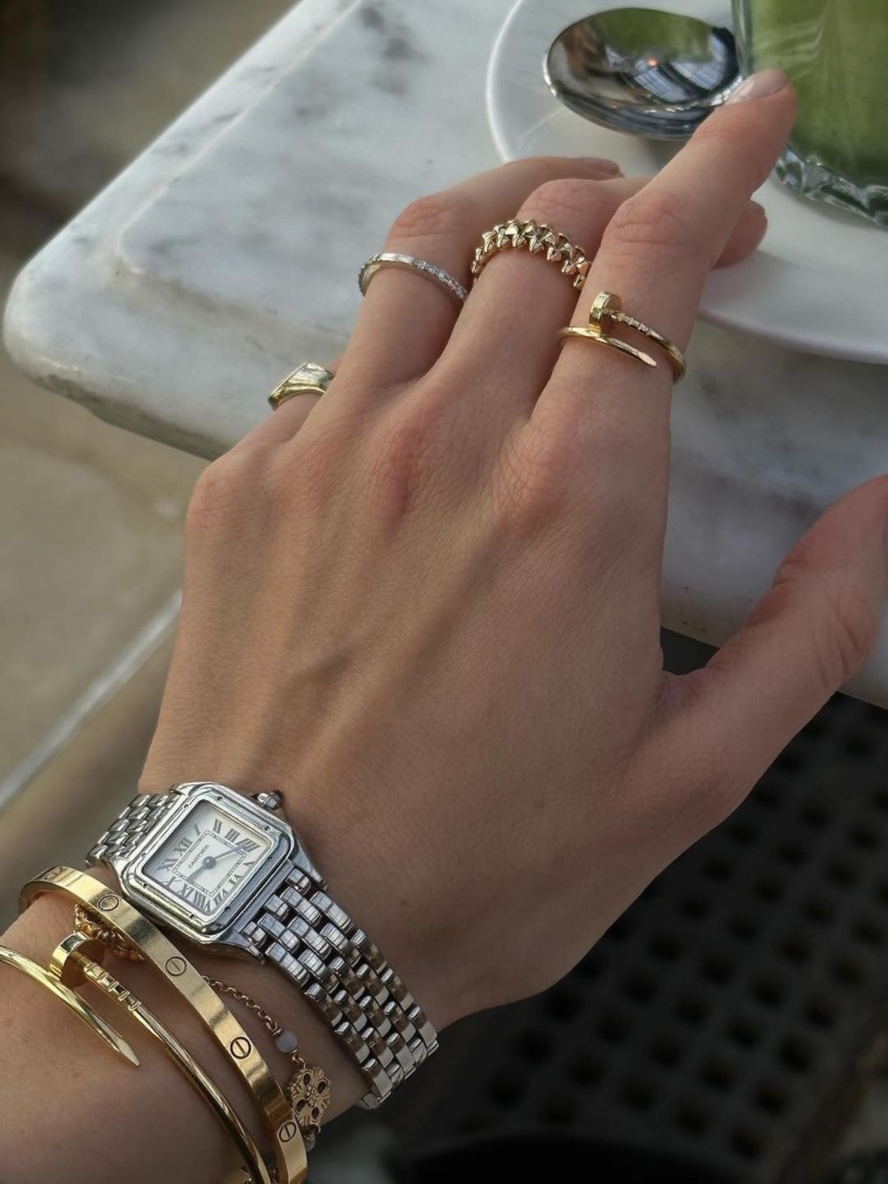 Cartier Panthere Watch Small Quartz Steel Bracelet Steel 착용 스타일 - 3