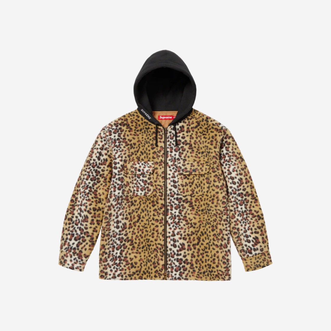 Supreme Fleece Zip Up Hooded Shirt Brown Leopard - 23FW 상세 이미지 1