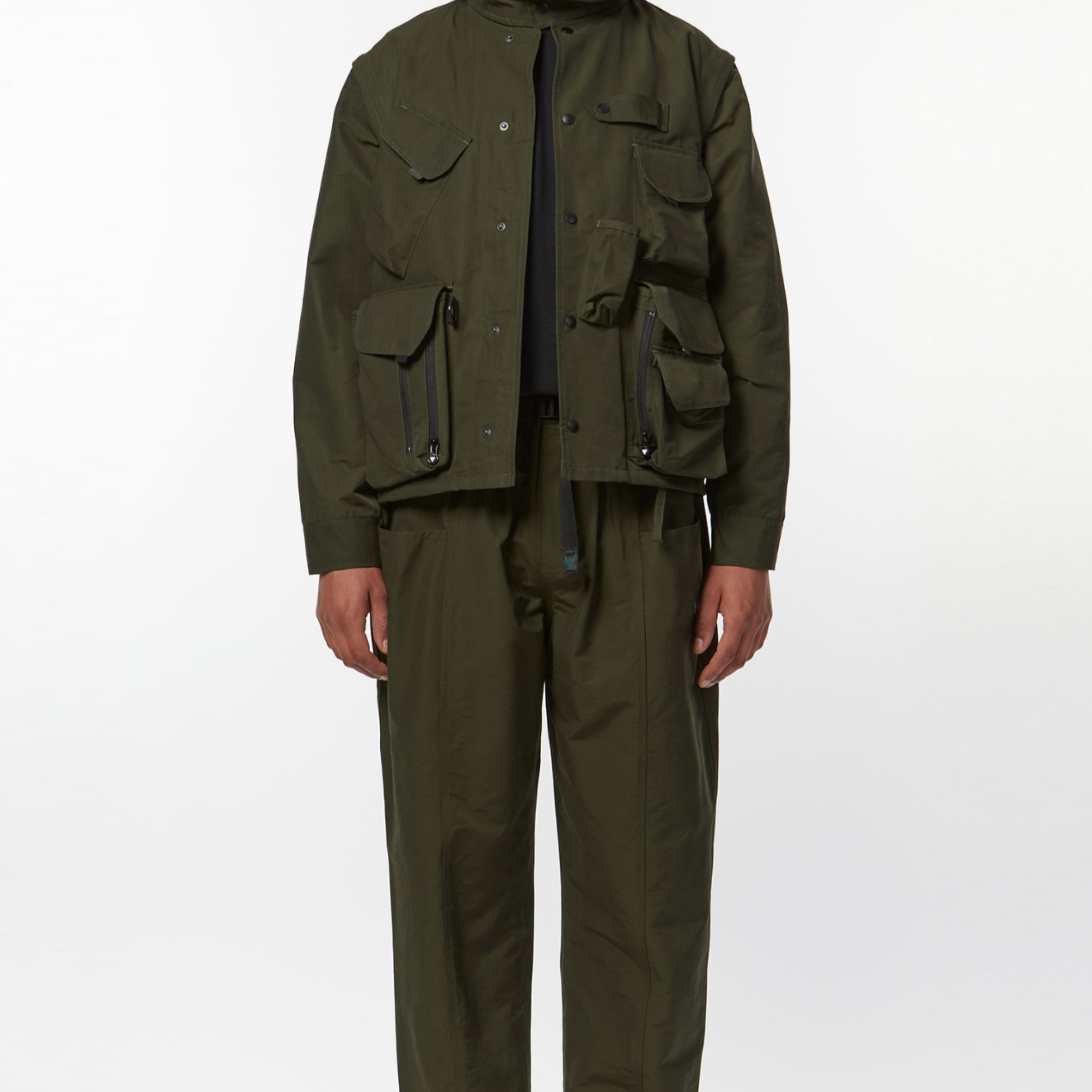 South2 West8 Belted C.S. Pant C/N Grosgrain Green 착용 스타일 - 2