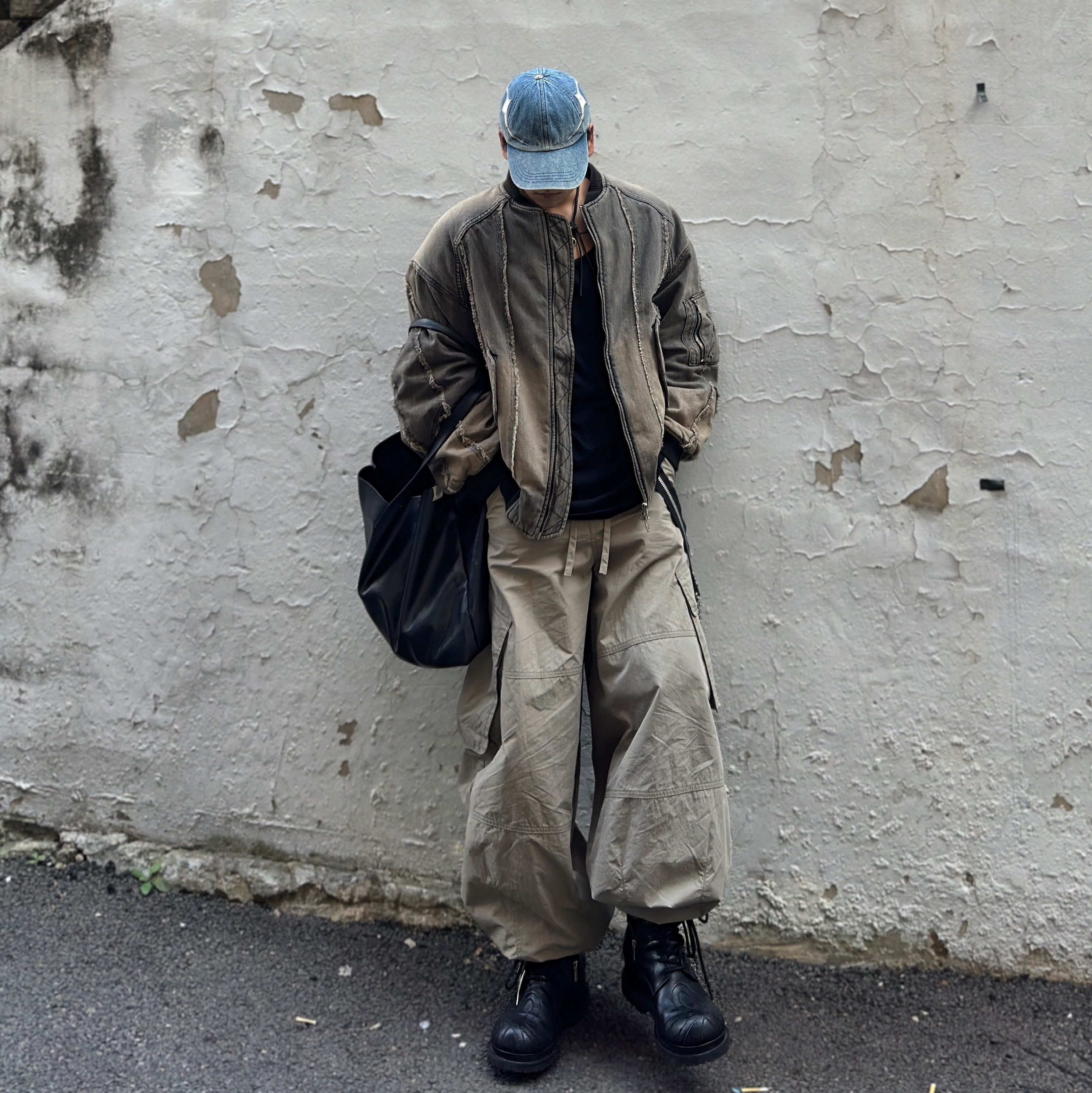 Thug Club x MCM Tribal Leather Cap Denim 착용 스타일 - 7