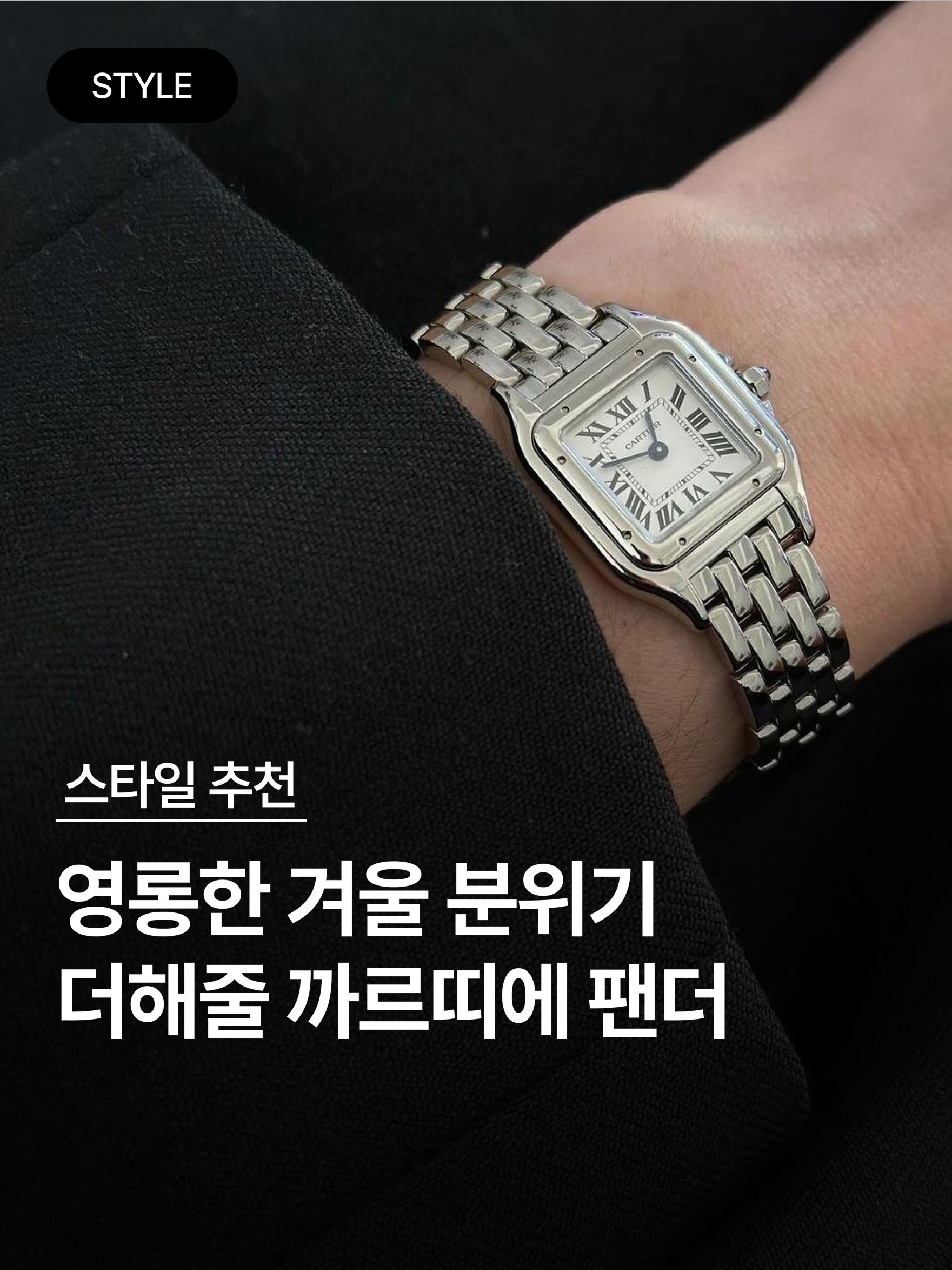 Cartier Panthere Watch Small Quartz Steel Bracelet Steel 착용 스타일 - 1