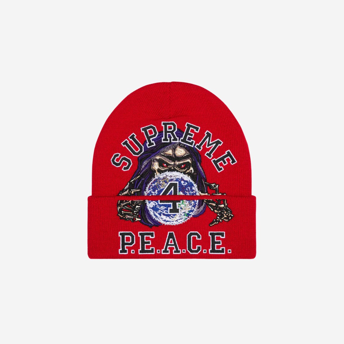 Supreme Peace Embroidered Beanie Red - 23FW 상세 이미지 1