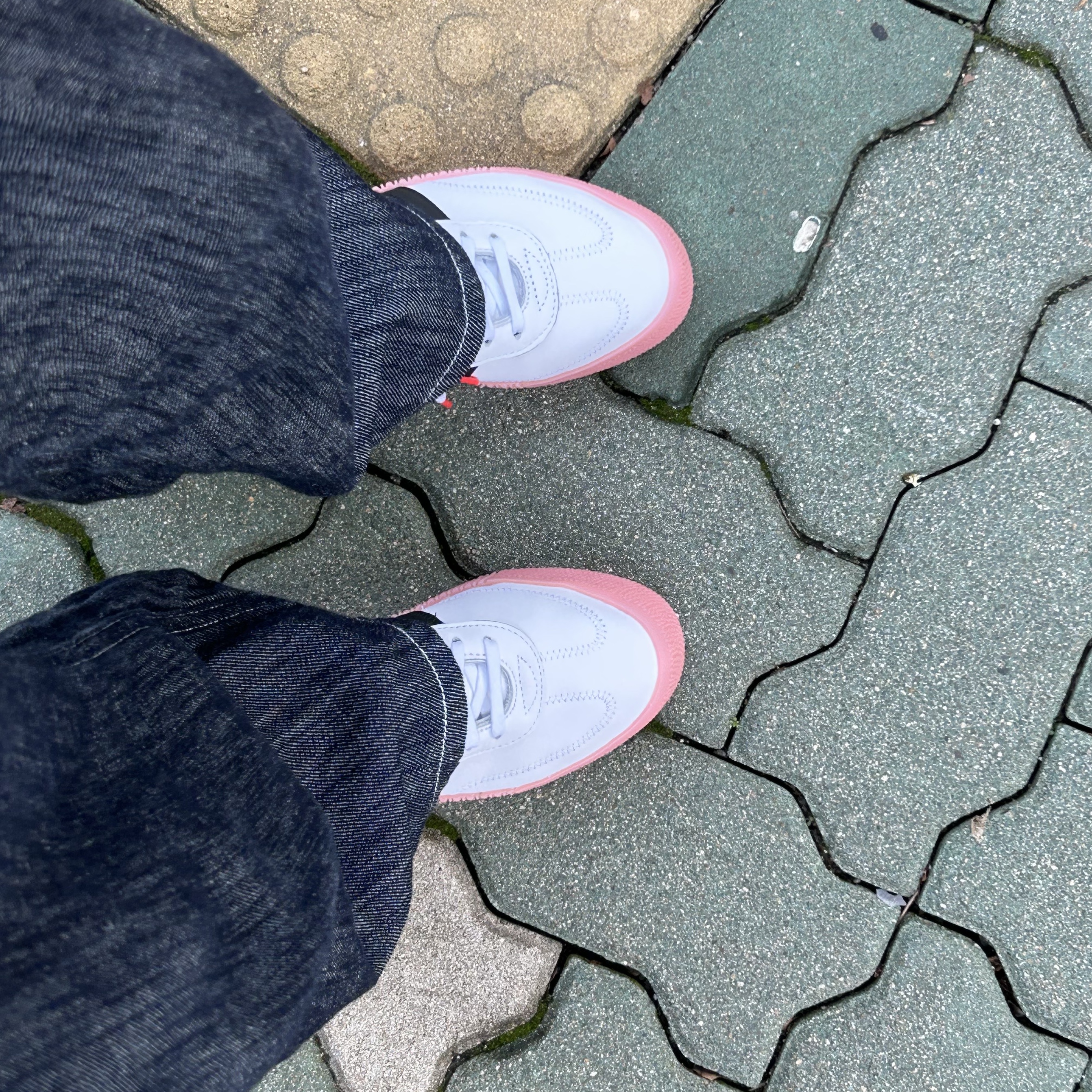 (W) Adidas Sambarose White Pink 착용 스타일