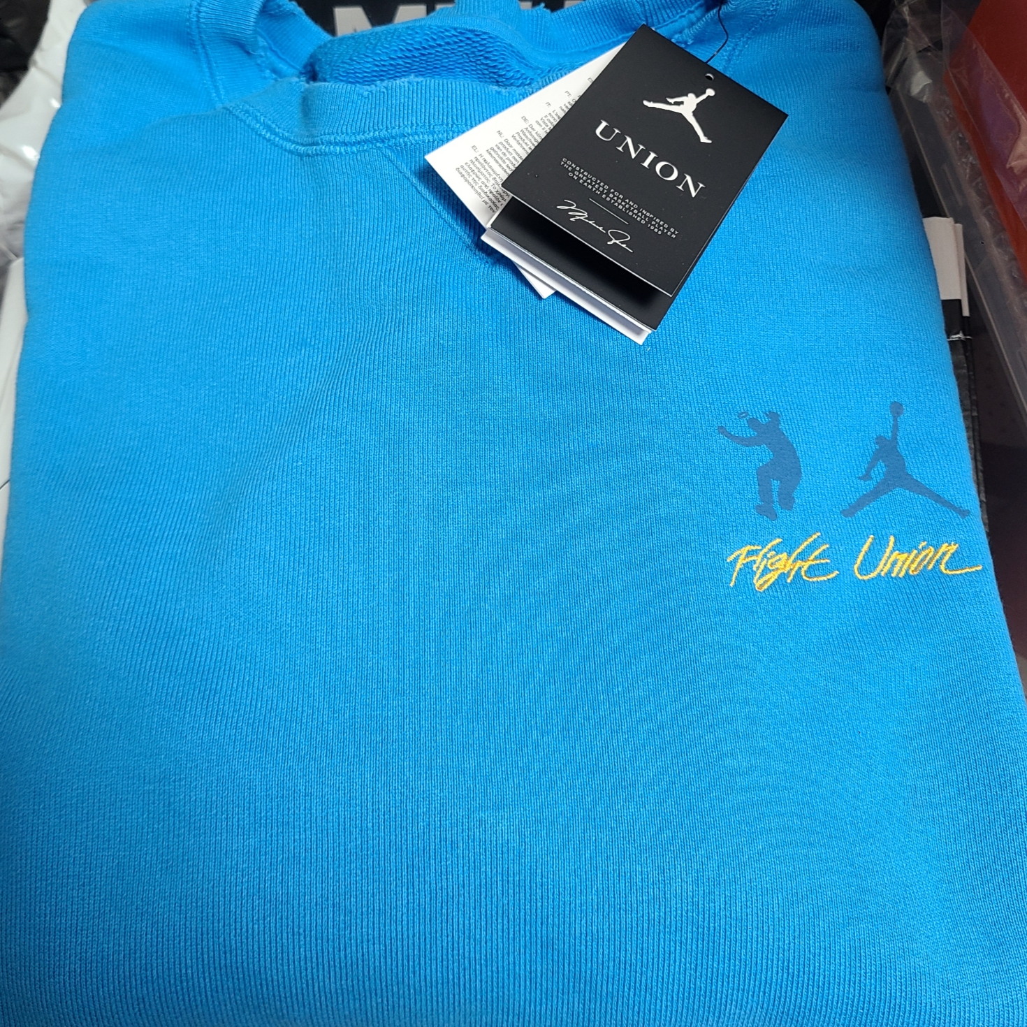 Jordan x Union Fleece Crew Equater Blue - Asia, Jordan x Union Cap Equater Blue 착용 스타일 - 1