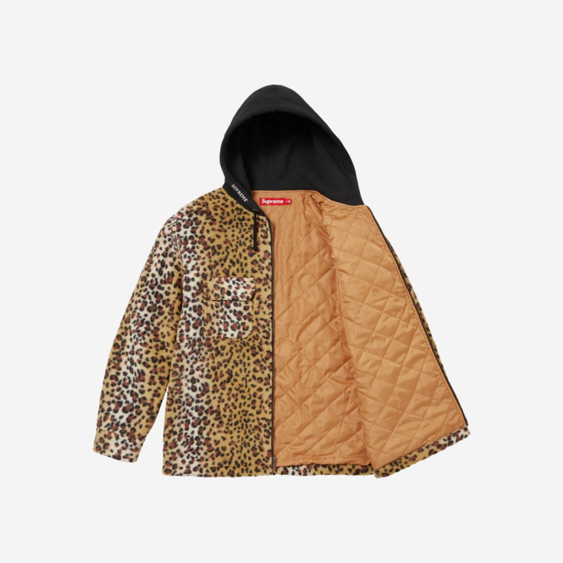 Supreme Fleece Zip Up Hooded Shirt Brown Leopard - 23FW 상세 이미지 2