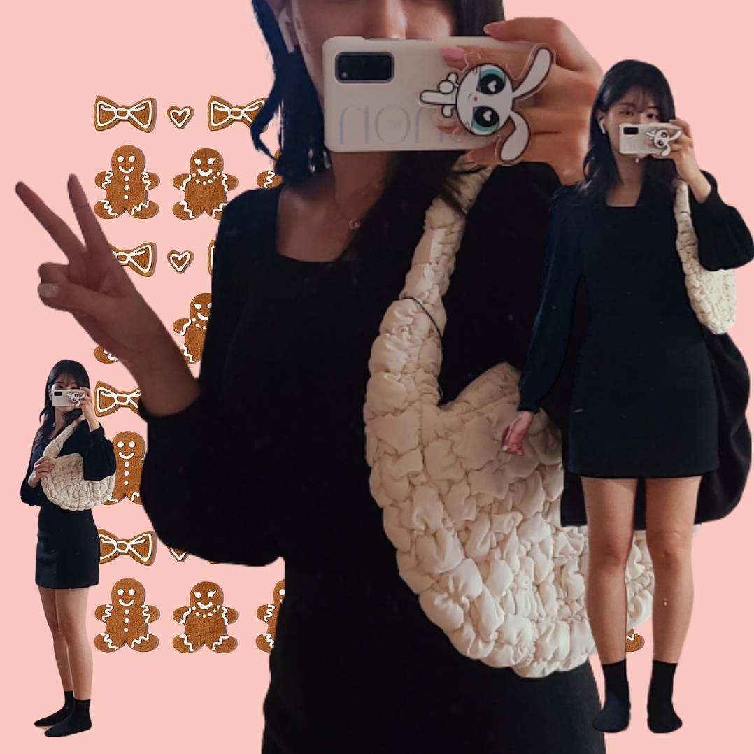 COS Quilted Mini Bag Cream 착용 스타일