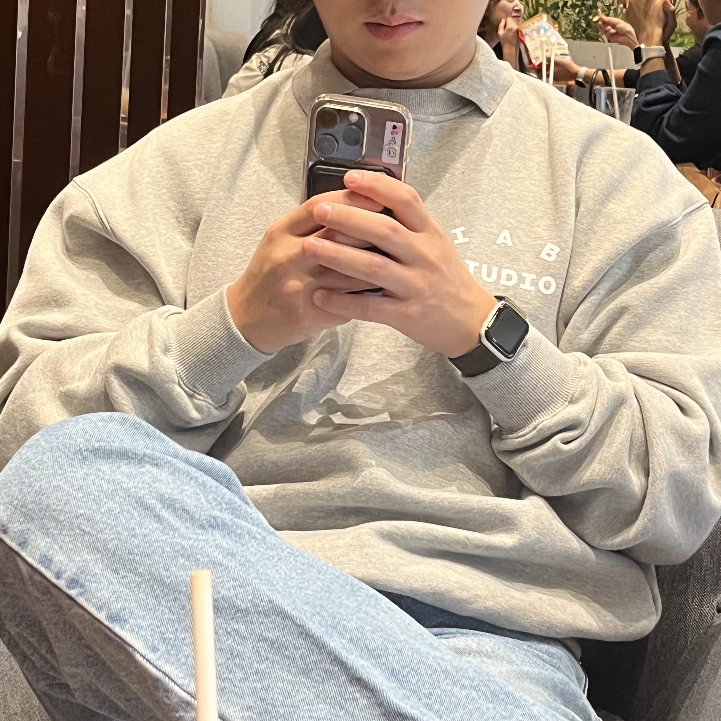 IAB Studio Rugby Sweatshirt Gray - 23FW 착용 스타일 - 1