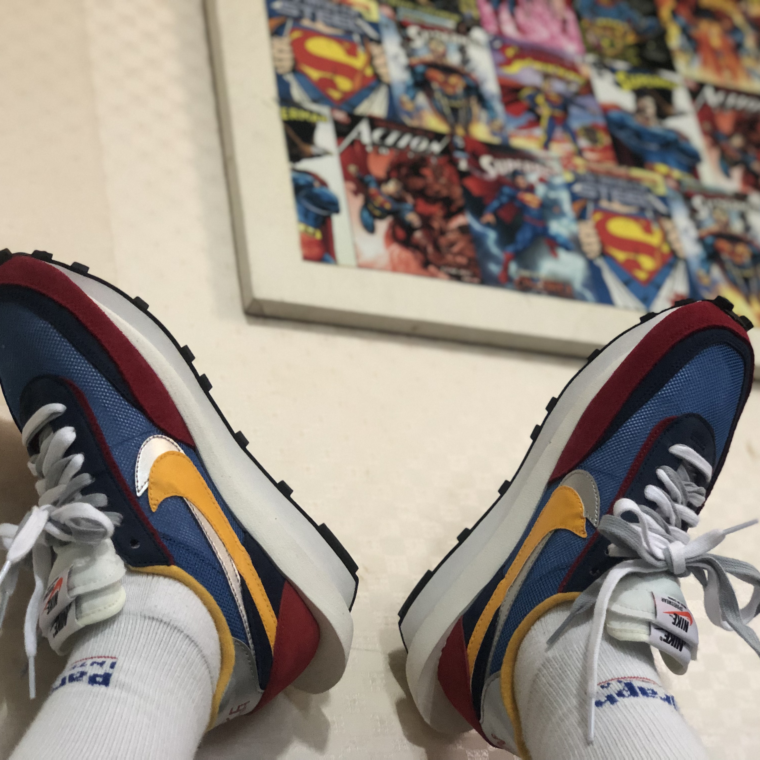 Nike x Sacai LDWaffle Blue Multi 착용 스타일 - 3