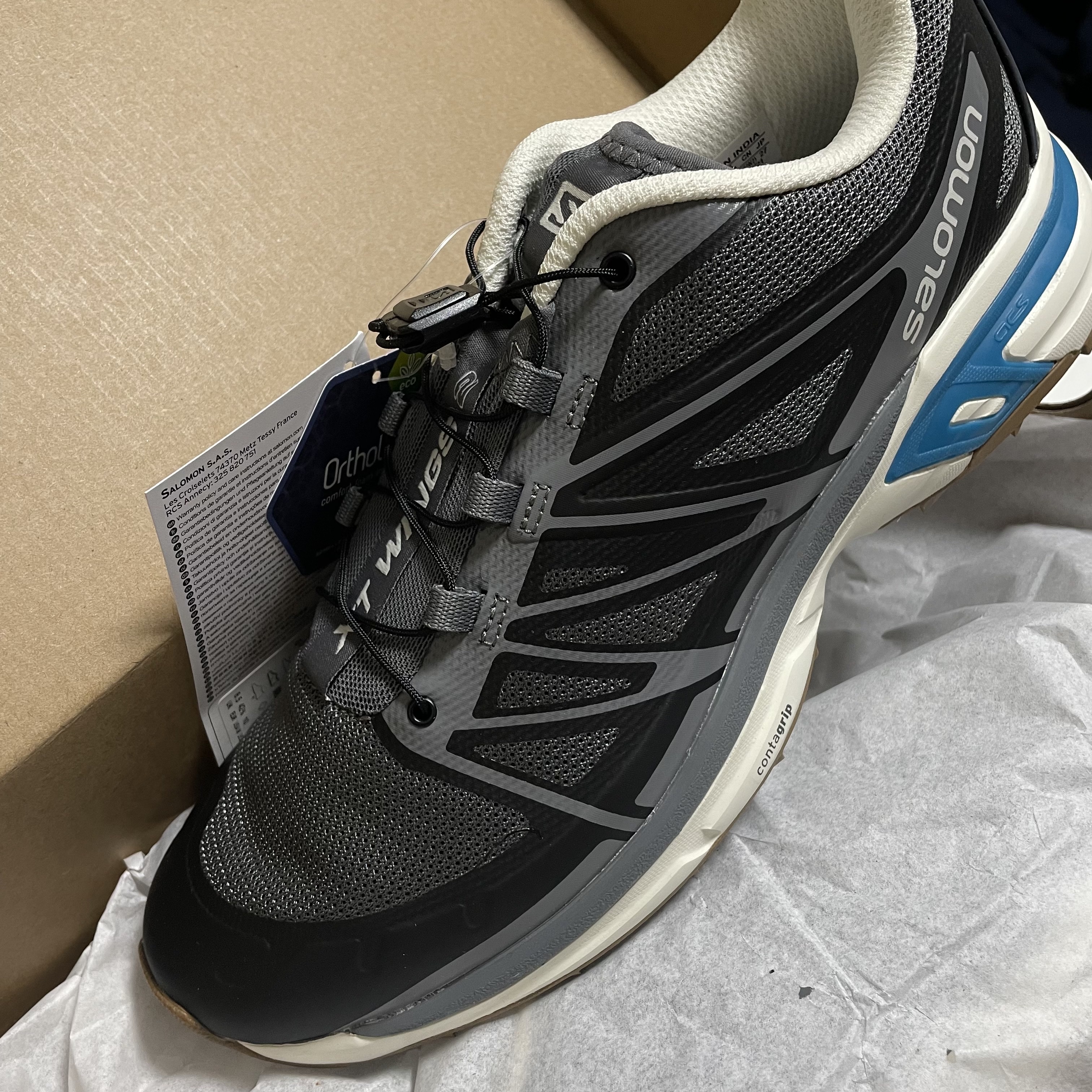 Salomon XT-Wings 2 Quiet Shade Blue Aster 착용 스타일