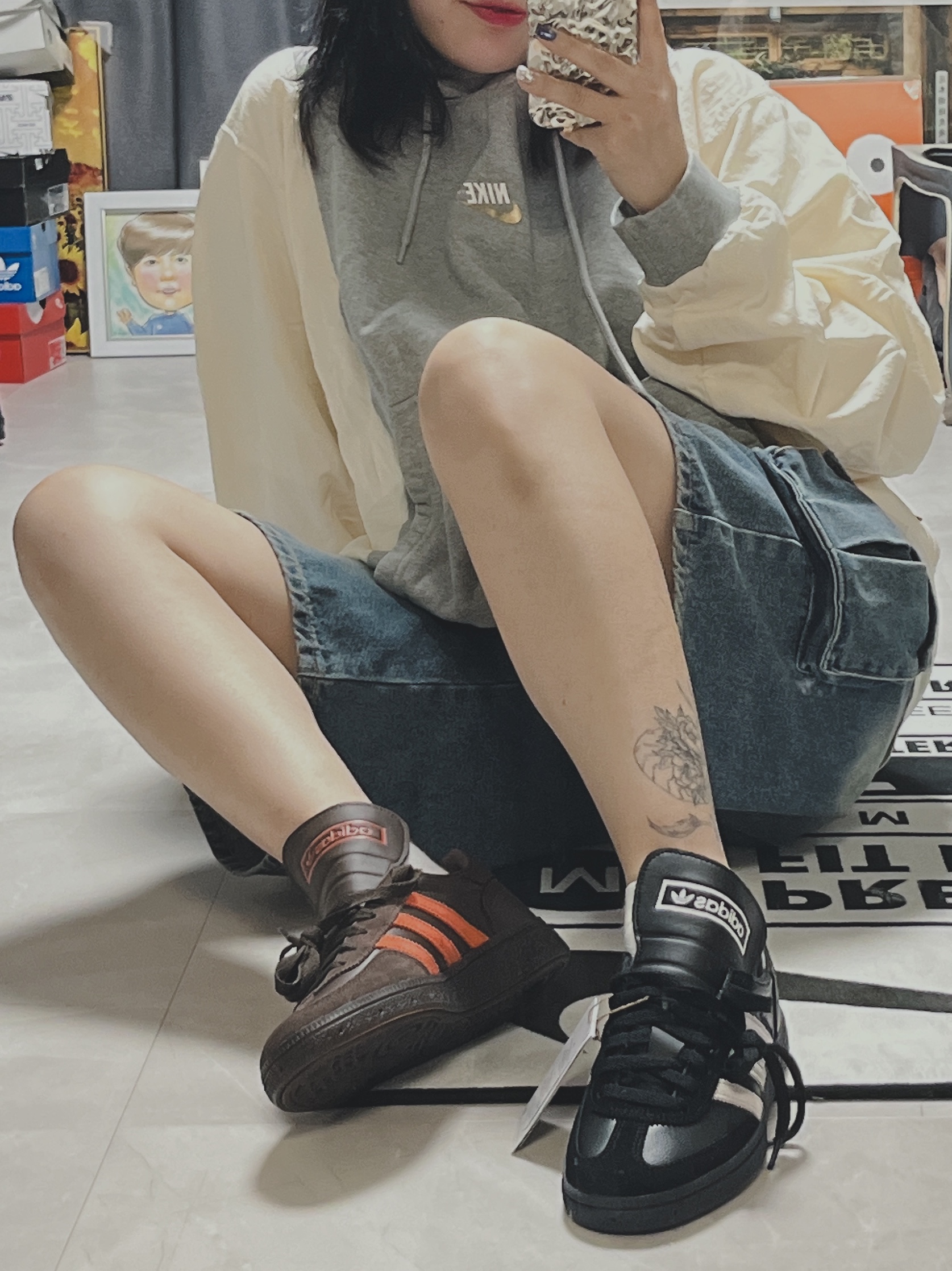 Adidas Spezial Handball Brown Collegiate Orange, Adidas Spezial Handball Core Black Cloud White 착용 스타일 - 2