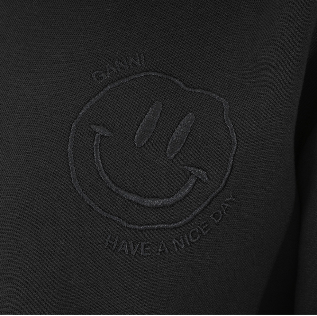 (W) Ganni Isoli O-Neck Drop Shoulder Sweatshirt Phantom 착용 스타일 - 2