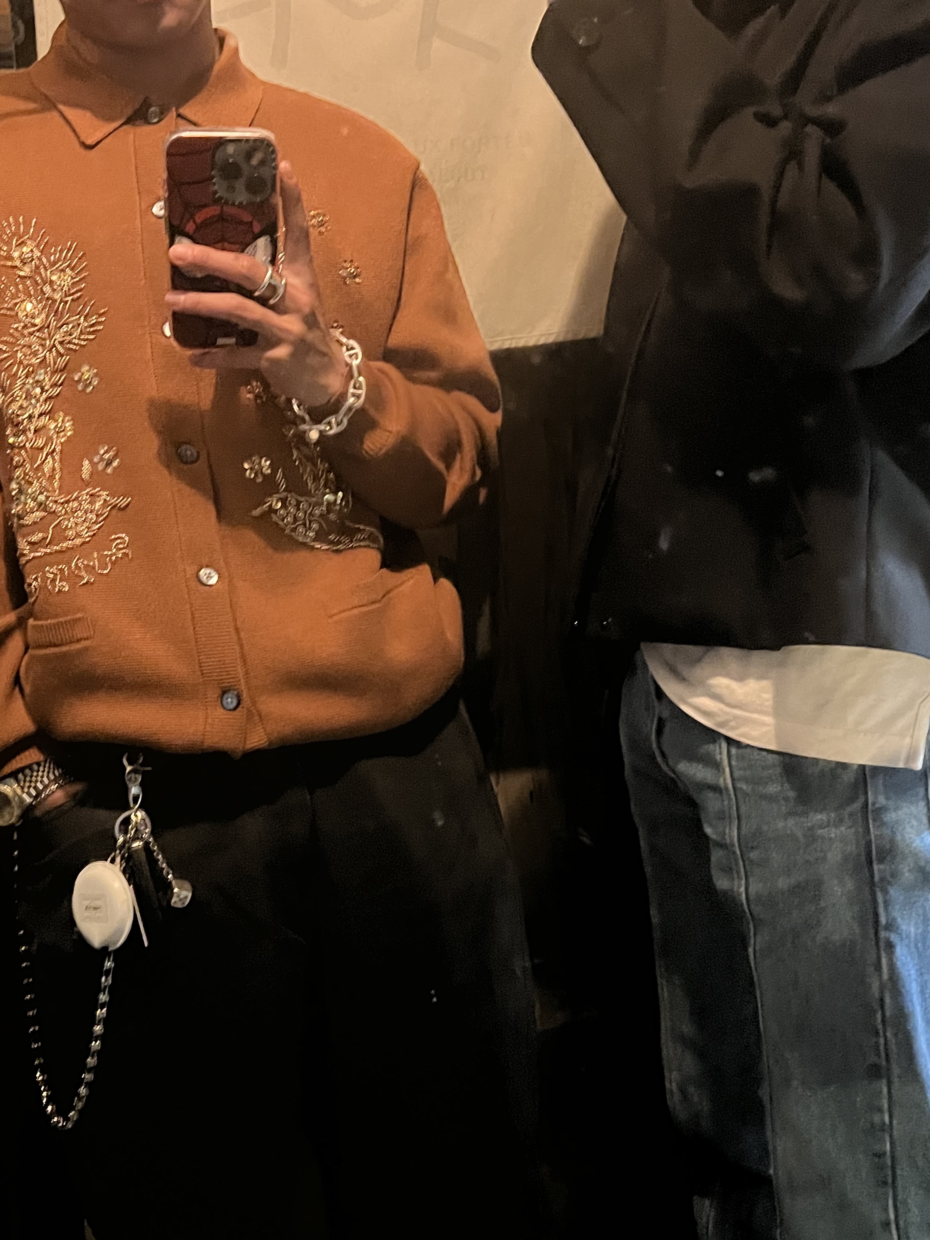 Balenciaga X-Pander Sneakers Grey Black White, Supreme Beaded Applique Cardigan Rust - 23SS 착용 스타일 - 4