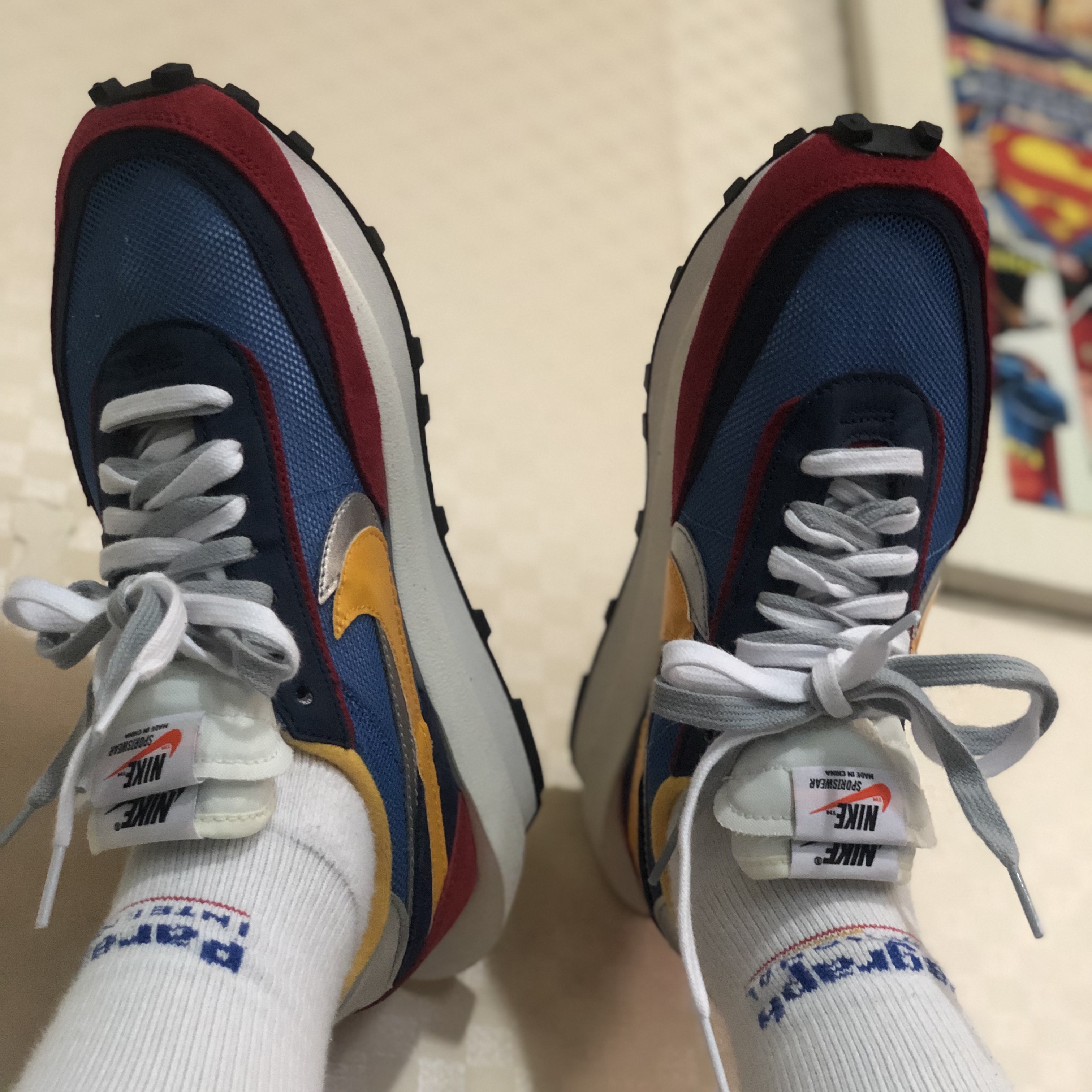 Nike x Sacai LDWaffle Blue Multi 착용 스타일 - 4