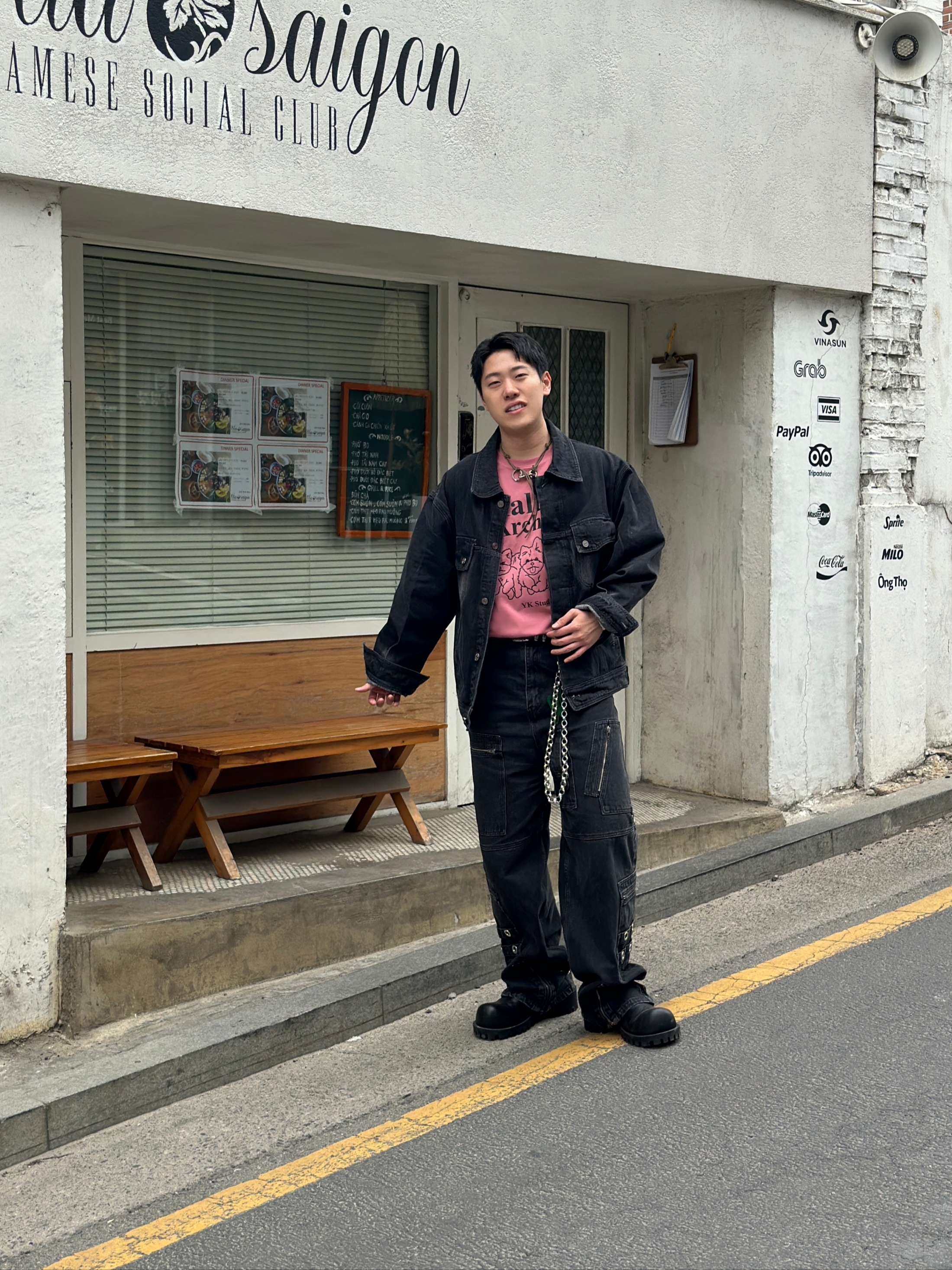 Project G/R Flight Denim Pants Black 착용 스타일 - 1