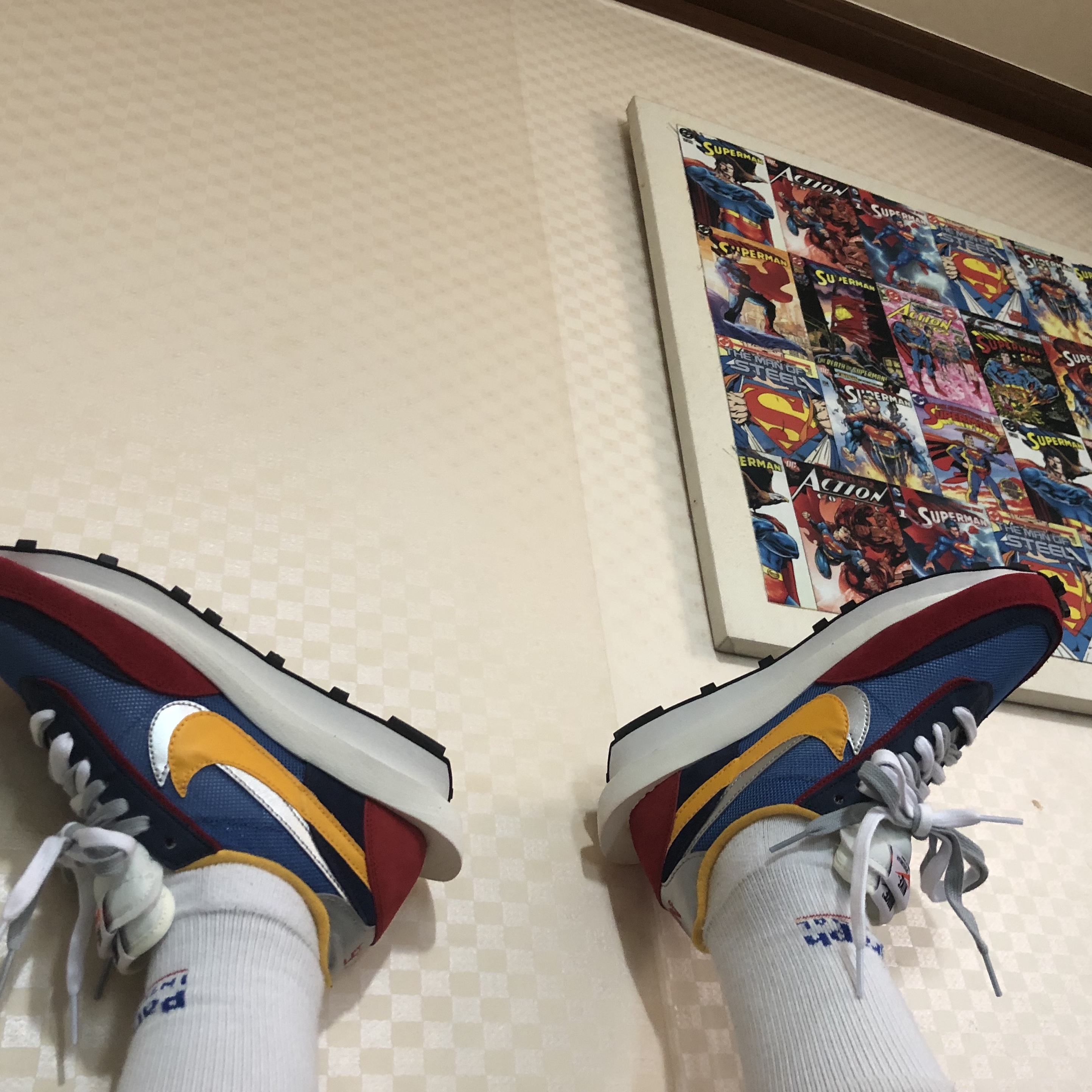 Nike x Sacai LDWaffle Blue Multi 착용 스타일 - 1