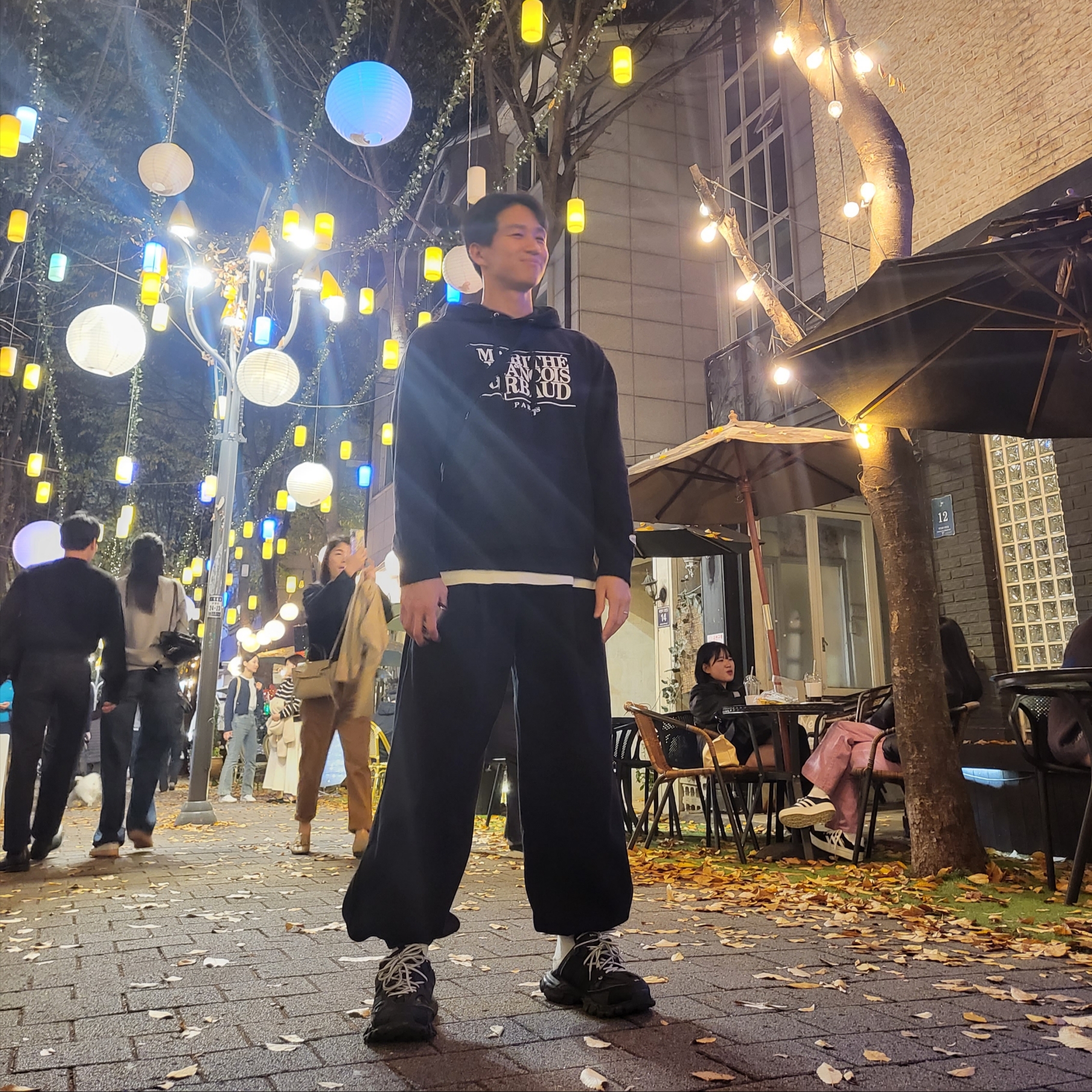Undermycar Mu.03 Anti Fxxking Logo Play Oversized Sweat Jogger Black 착용 스타일 - 2