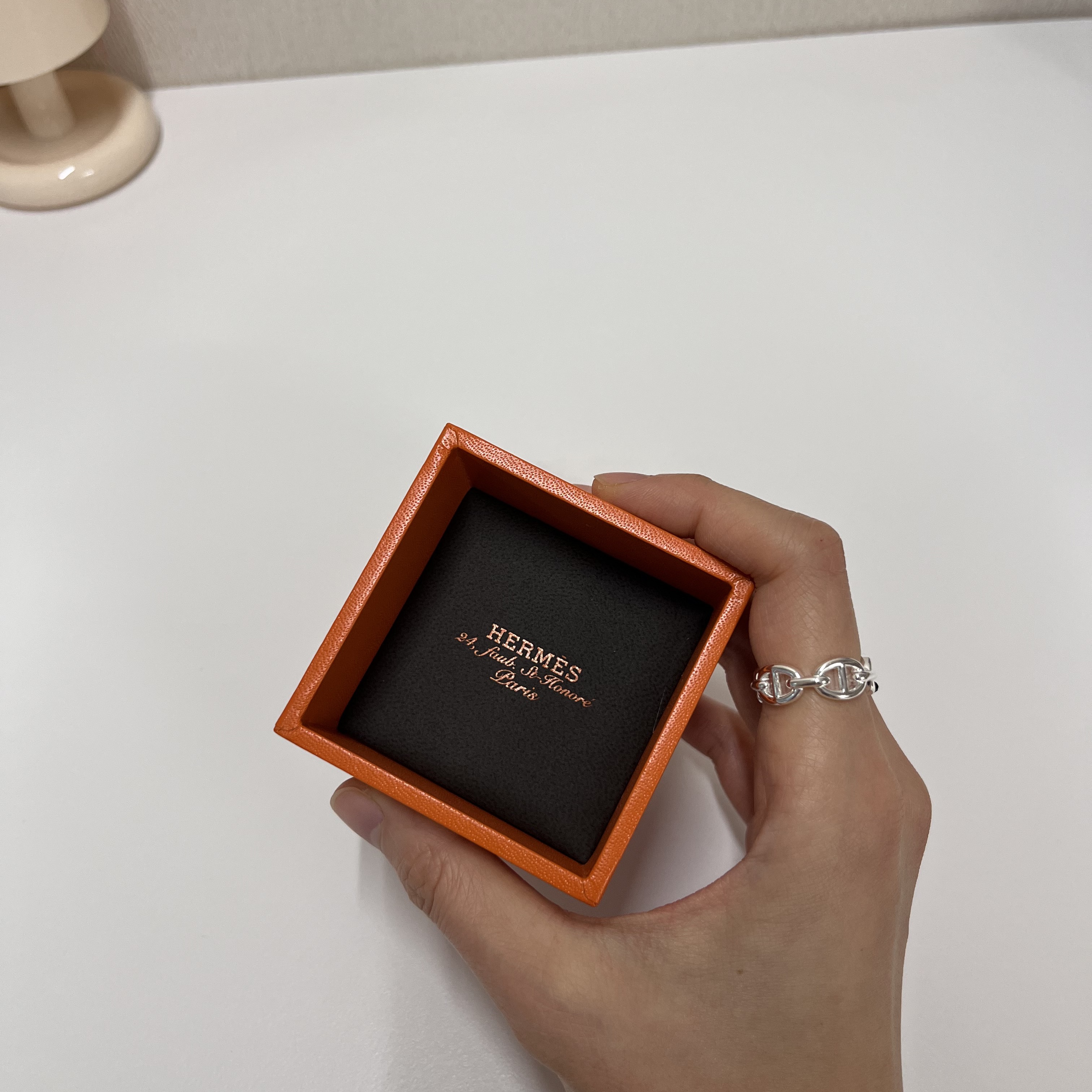 (W) Hermes Small Chaine D'Ancre Enchainee Ring Sterling Silver 착용 스타일 - 2
