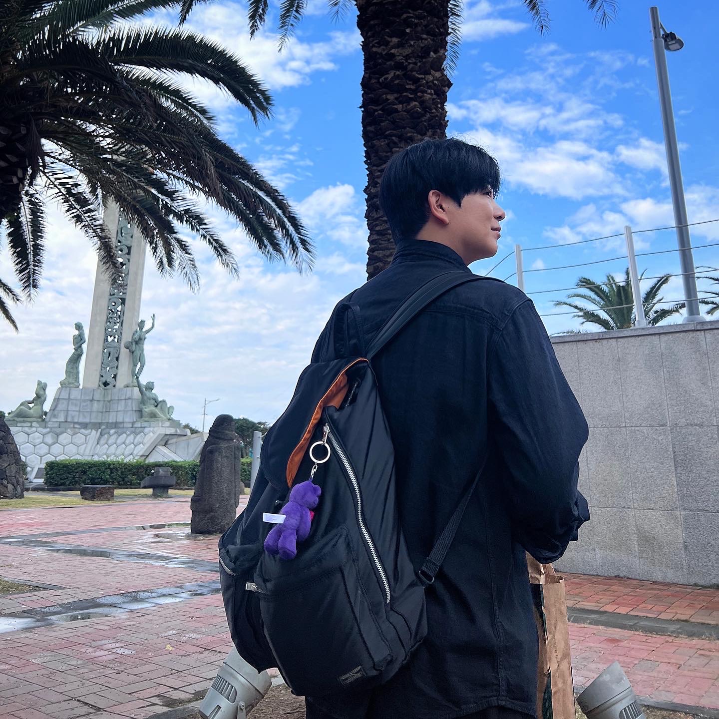 Porter Tanker Backpack Black 착용 스타일 - 1