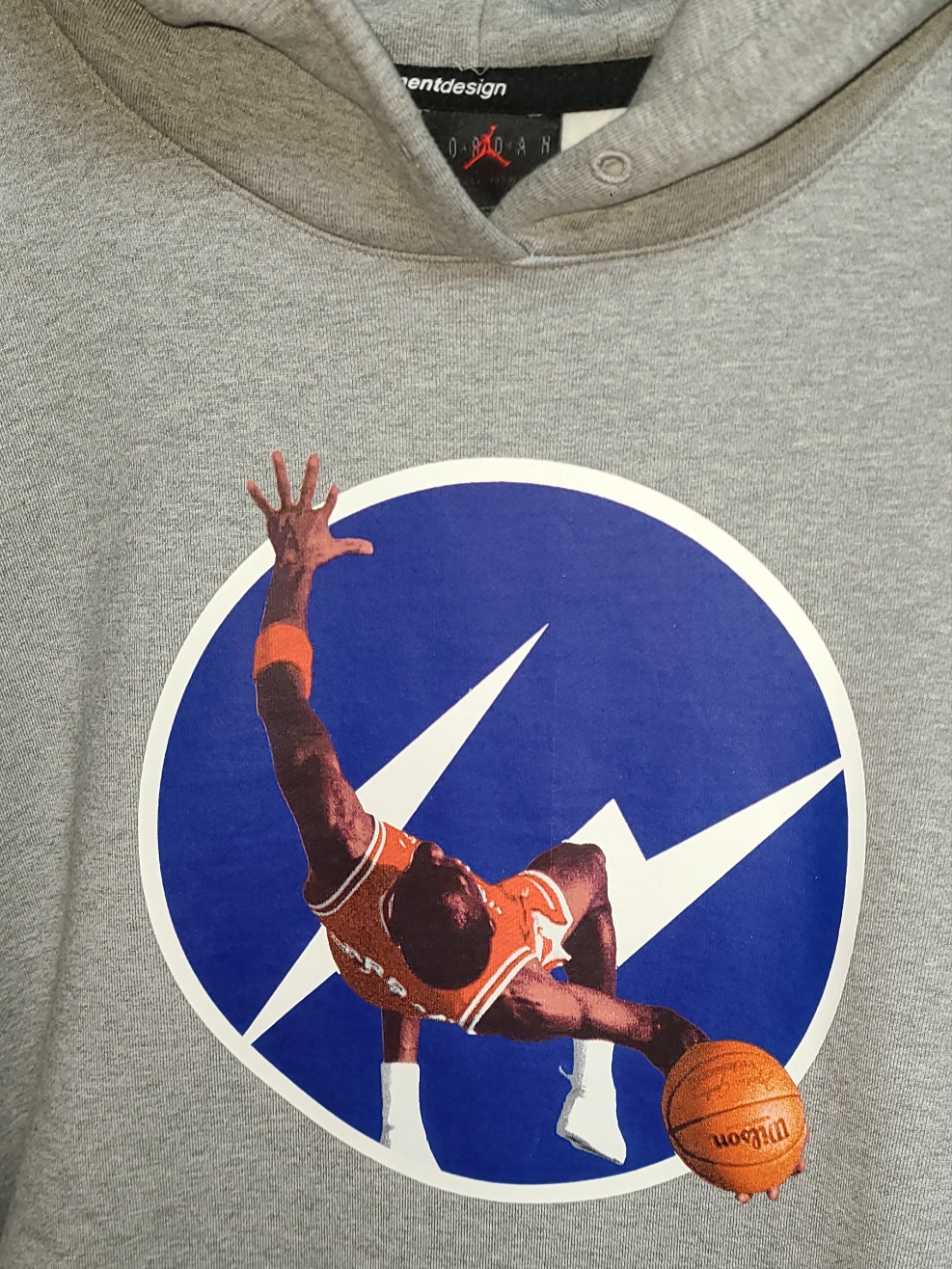 Jordan x Fragment Image Pullover Hoodie Grey - US/EU 착용 스타일