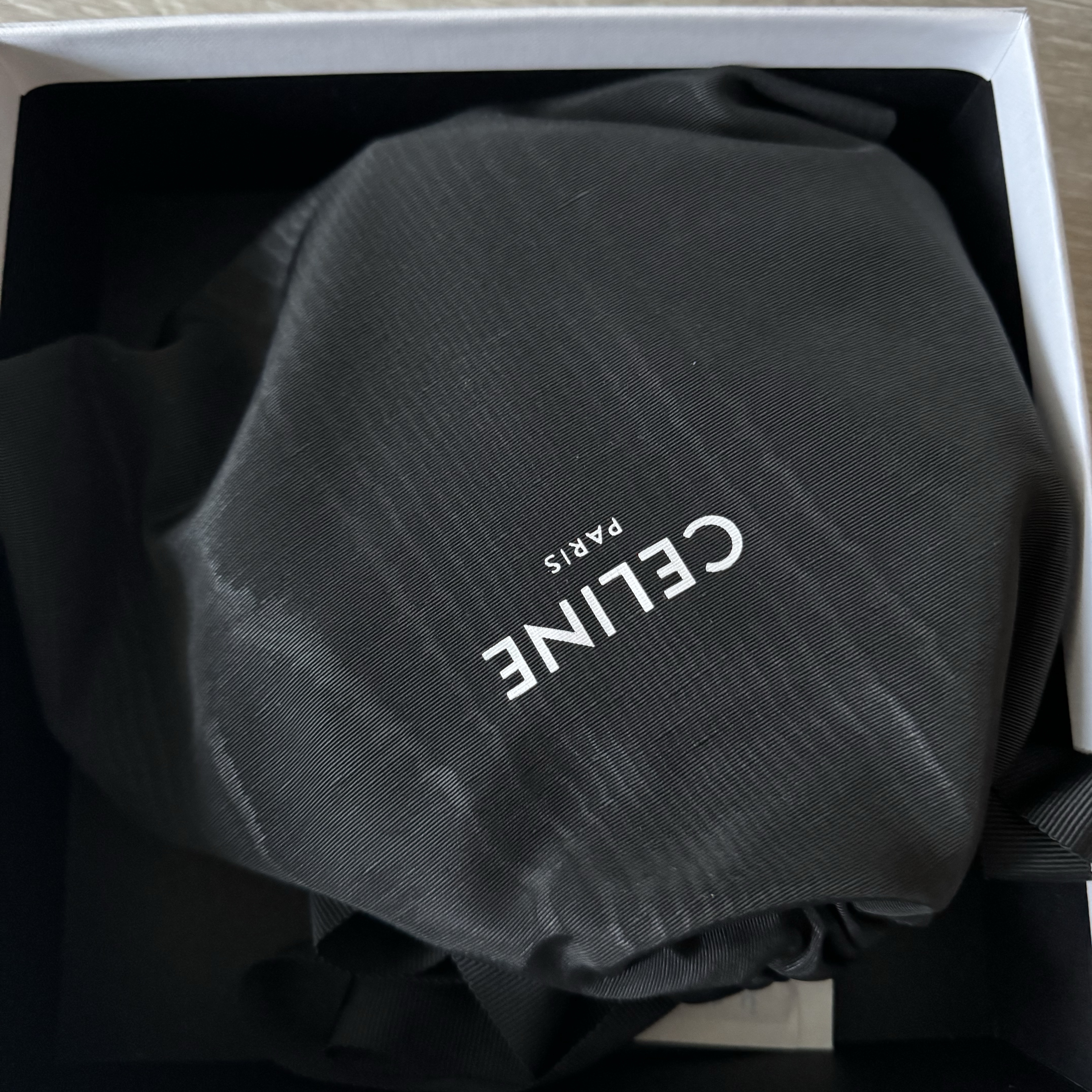 Celine Mini Claude in Shiny Calfskin Black 착용 스타일 - 2