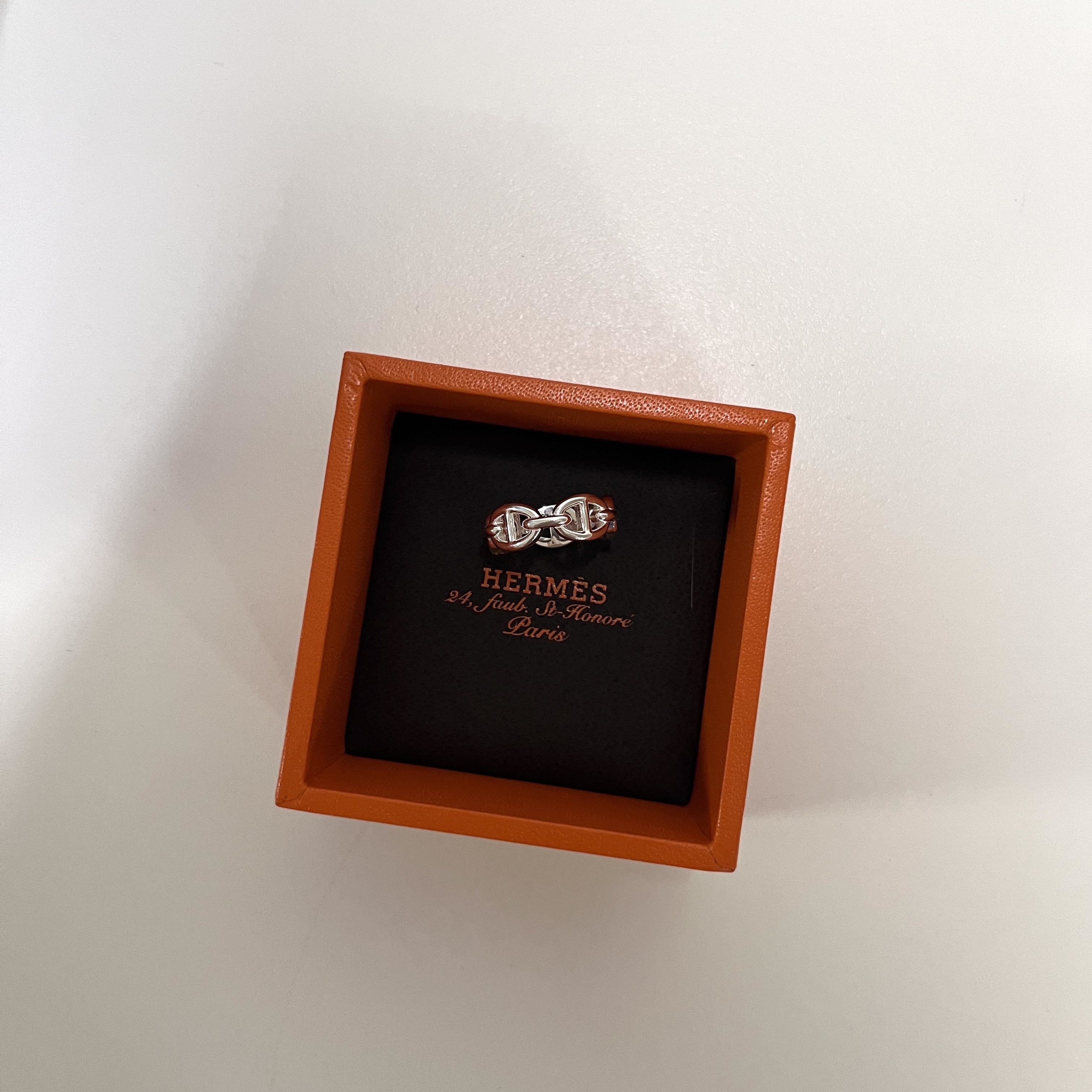 (W) Hermes Small Chaine D'Ancre Enchainee Ring Sterling Silver 착용 스타일 - 1