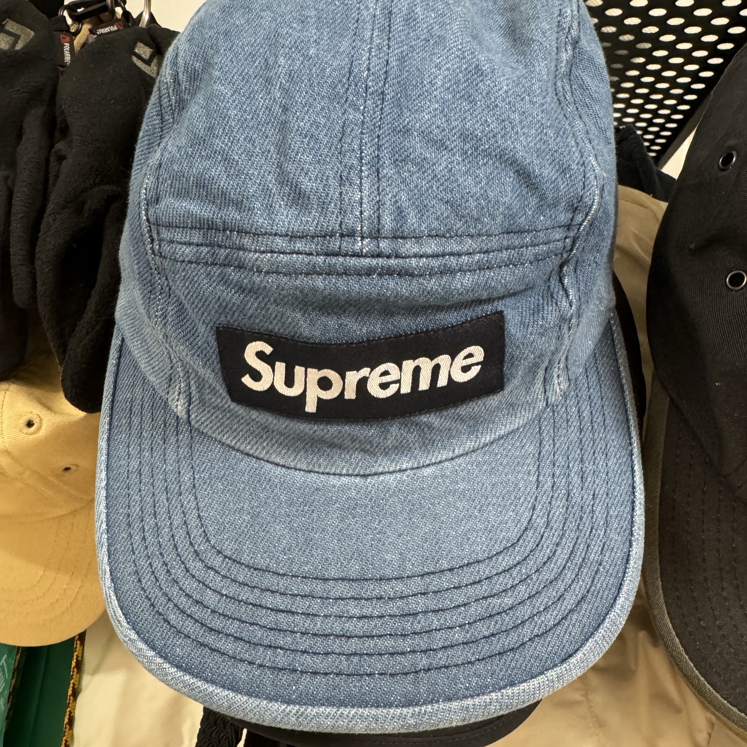 Supreme Washed Chino Twill Camp Cap Denim - 23FW 착용 스타일