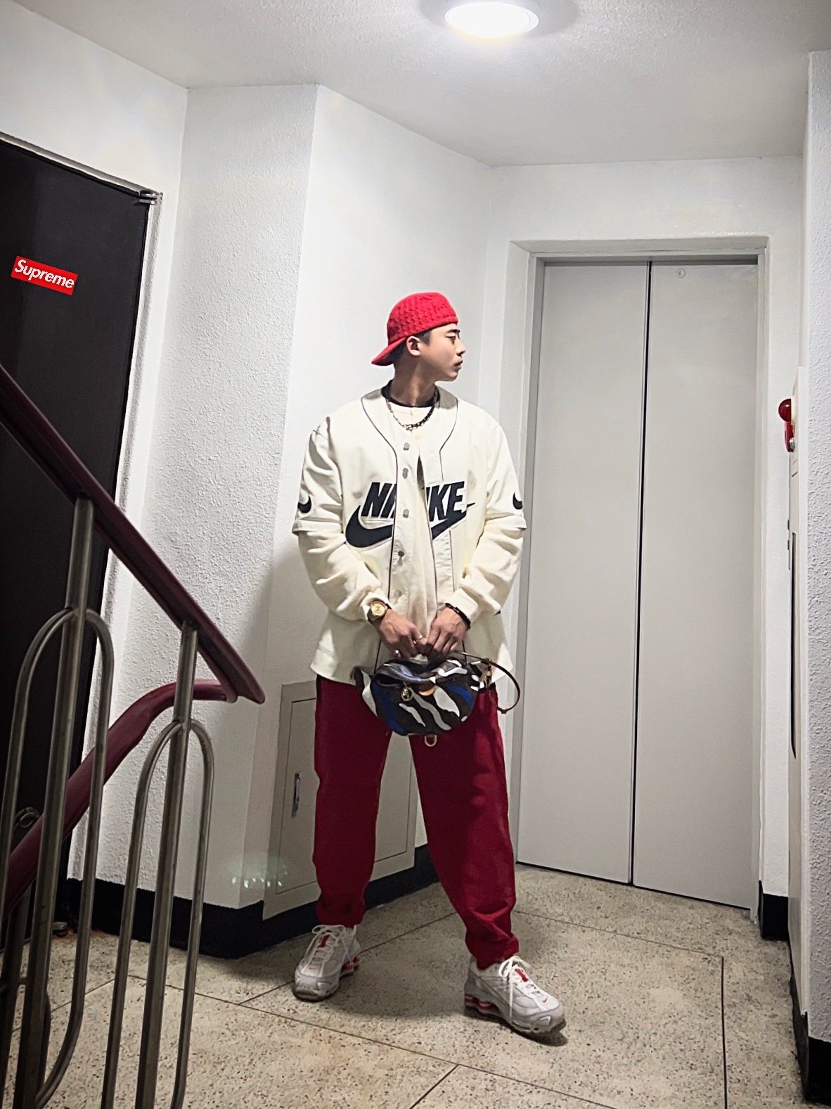 Jordan x Off-White S/S Top Forest Green Black - US/EU, Supreme x Bounty Hunter Thermal Henley L/S Top Natural - 23FW 착용 스타일 - 2