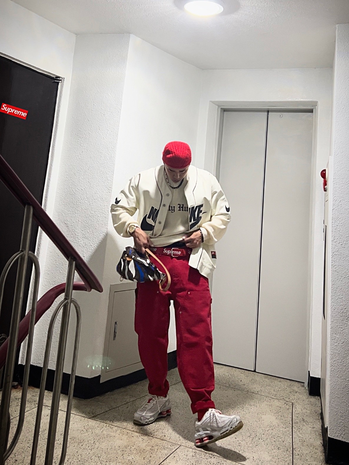 Jordan x Off-White S/S Top Forest Green Black - US/EU, Supreme x Bounty Hunter Thermal Henley L/S Top Natural - 23FW 착용 스타일 - 3
