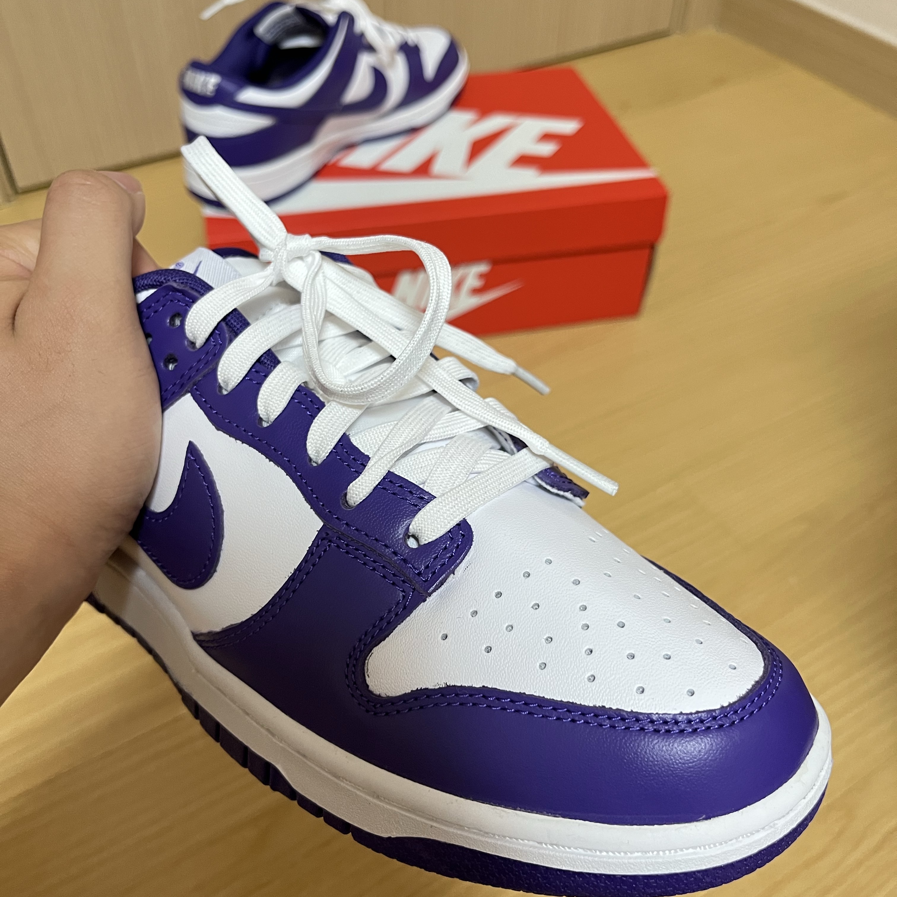 Nike Dunk Low Retro Championship Court Purple 착용 스타일 - 3