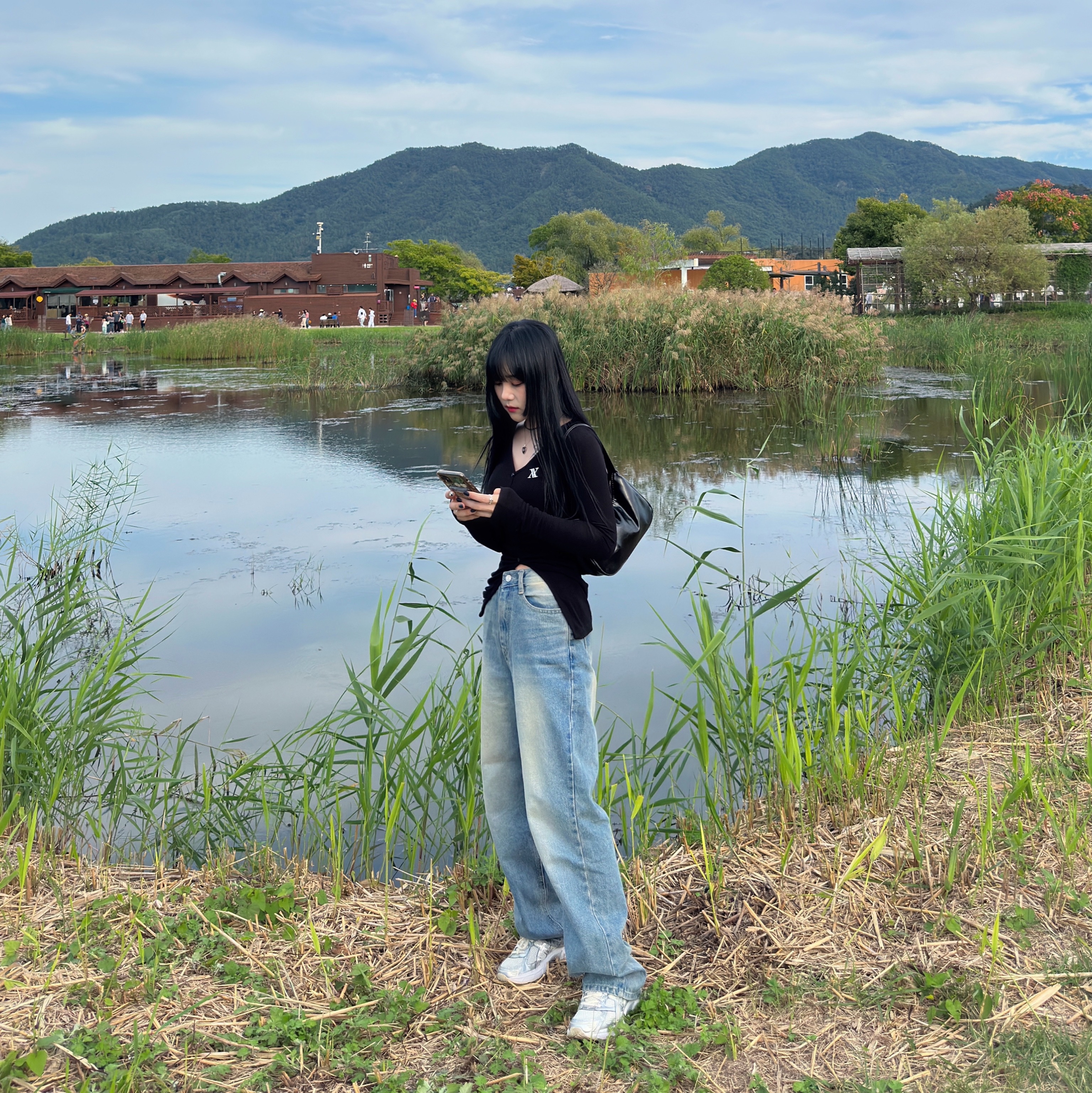 (W) Asics Gel-1130 Cream Pure Silver 착용 스타일 - 1