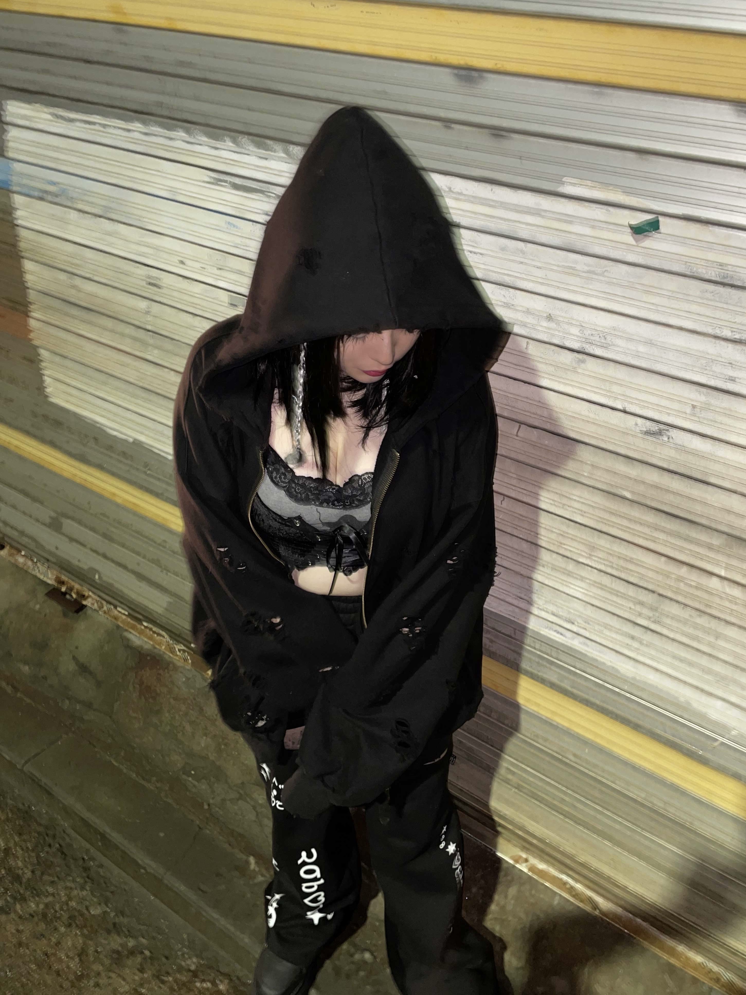 Undermycar Otter Oversized Damage-Washed Hood Zip-Up Sepia - 22FW 착용 스타일 - 5