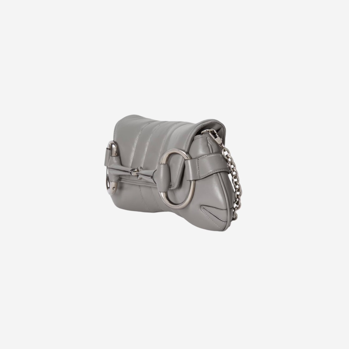 Gucci Horsebit Chain Medium Shoulder Bag Grey Leather 상세 이미지 2