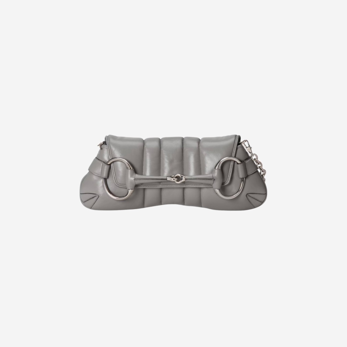 Gucci Horsebit Chain Medium Shoulder Bag Grey Leather 상세 이미지 1