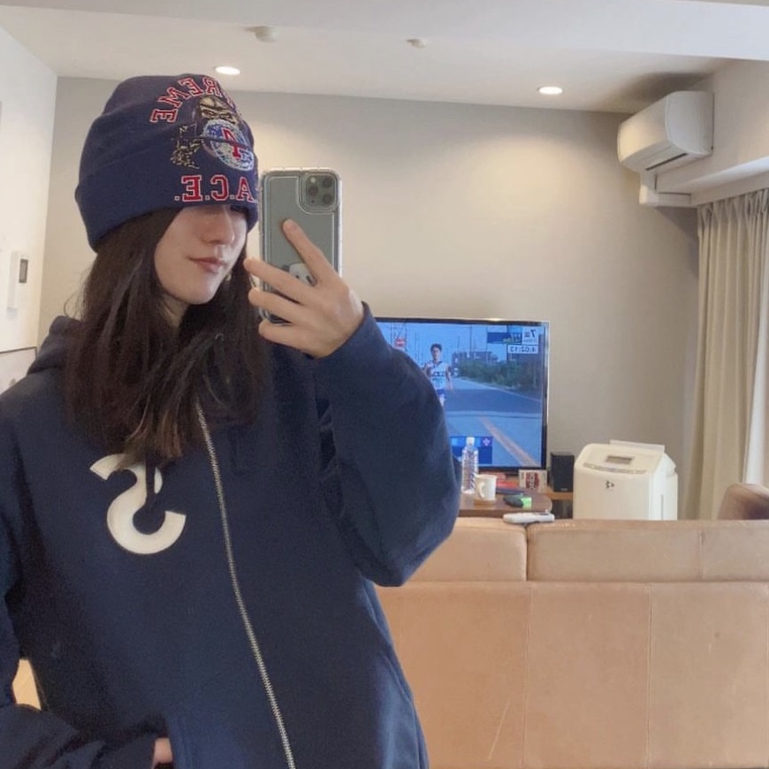 Supreme S Logo Zip Up Hooded Sweatshirt Navy - 24FW 착용 스타일