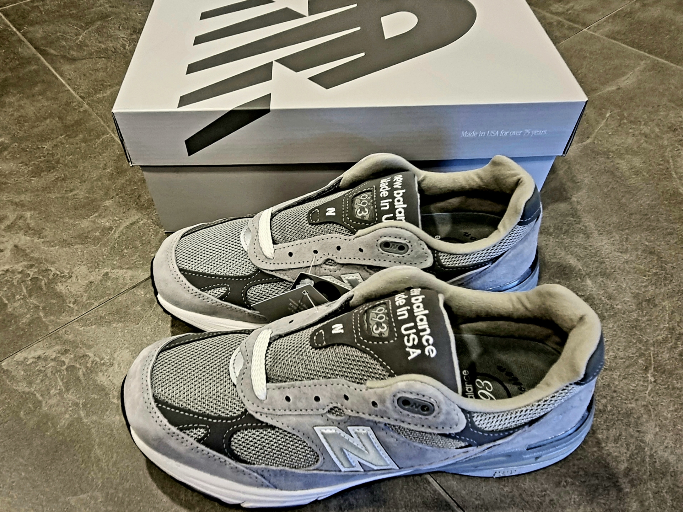 New Balance 993 Made in USA Grey - D Standard 착용 스타일 - 7