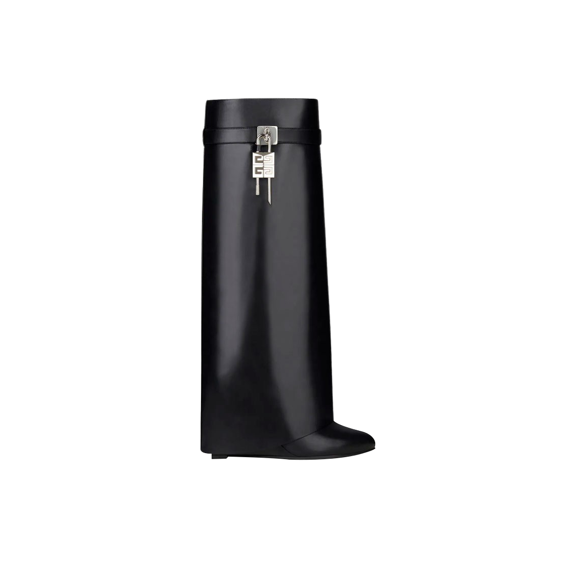 (W) 지방시 샤크 락 와이드 핏 레더 부츠 블랙((W) Givenchy Shark Lock Wide Fit Boots in Leather Black)