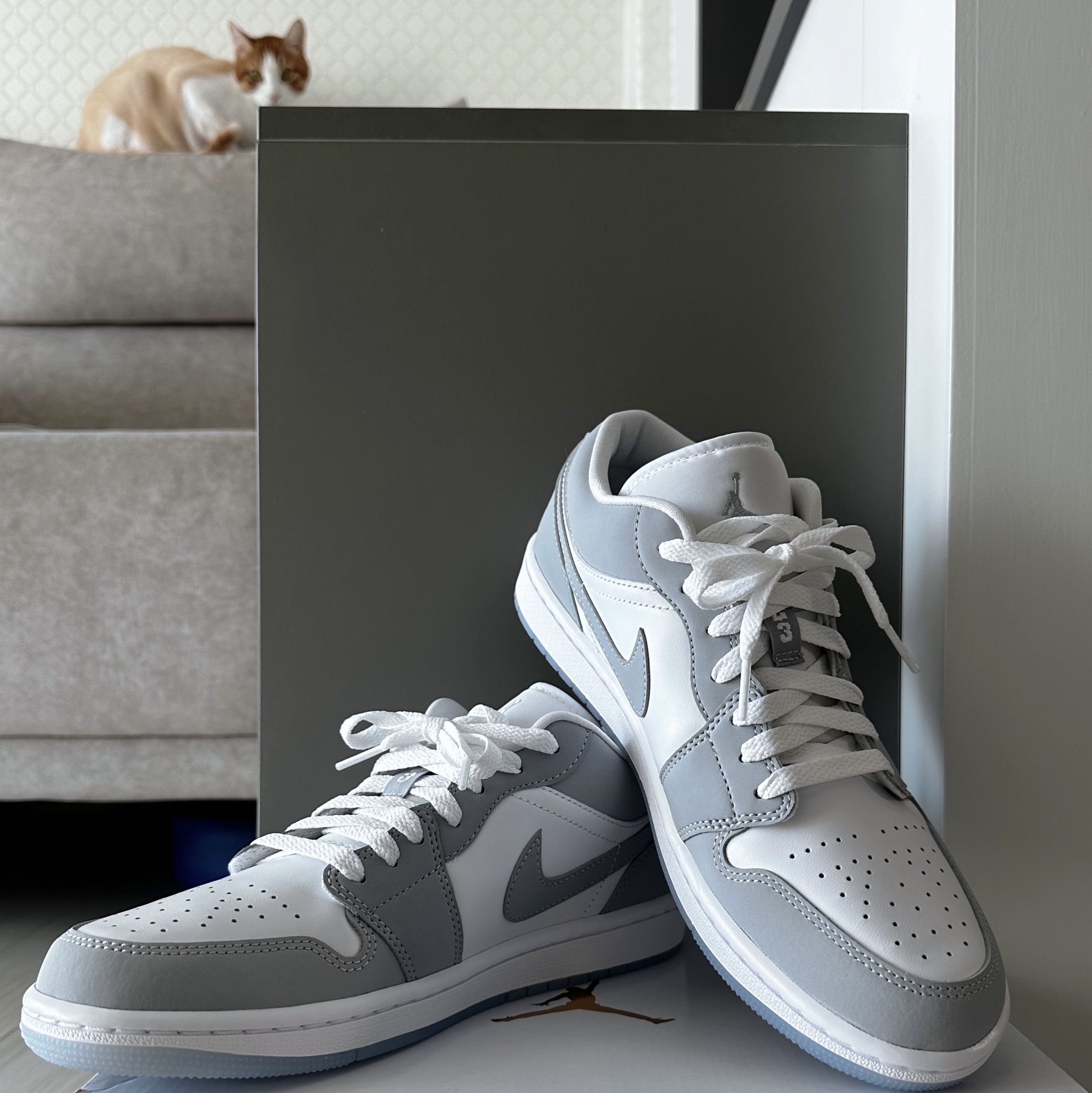 (W) Jordan 1 Low White Wolf Grey 착용 스타일