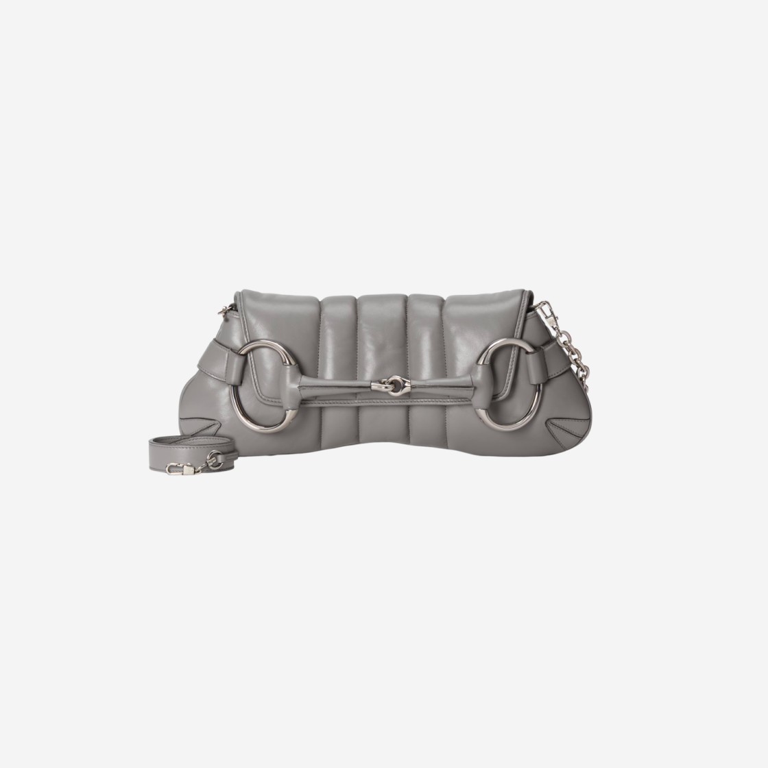 Gucci Horsebit Chain Medium Shoulder Bag Grey Leather 상세 이미지 3