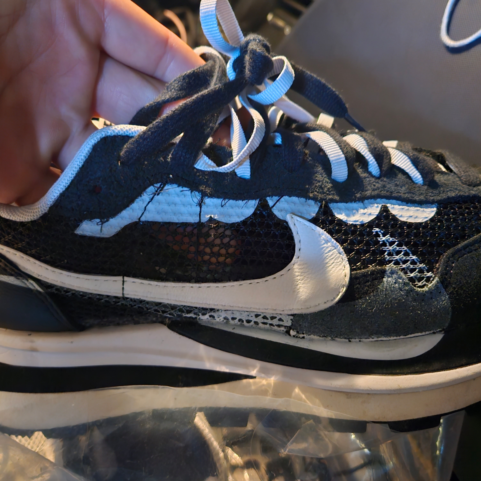 Nike x Sacai VaporWaffle Black White 착용 스타일