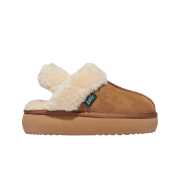(W) Rockfishweatherwear Cloudy Flatform Fur Slingback Chestnut