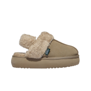 (W) Rockfishweatherwear Cloudy Flatform Fur Slingback Taupe