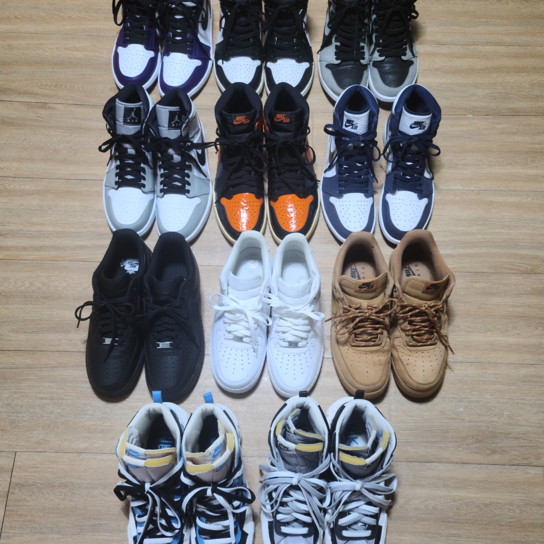 Jordan 1 Mid Light Smoke Grey, Jordan 1 Retro High Shattered Backboard 3.0 착용 스타일