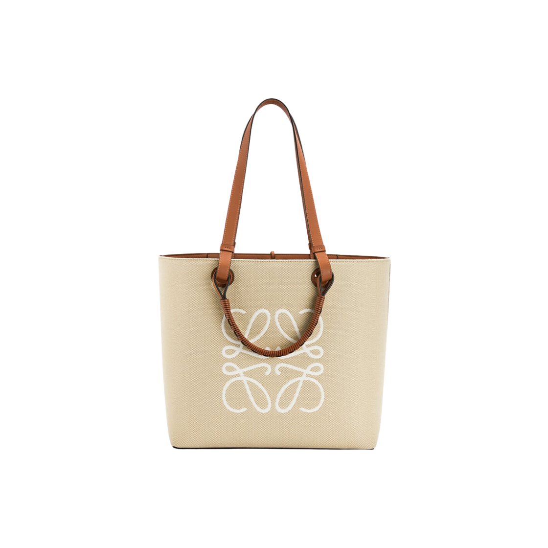 Loewe Anagram Tote Bag In Jacquard and Calfskin Ecru Tan 상세 이미지 1