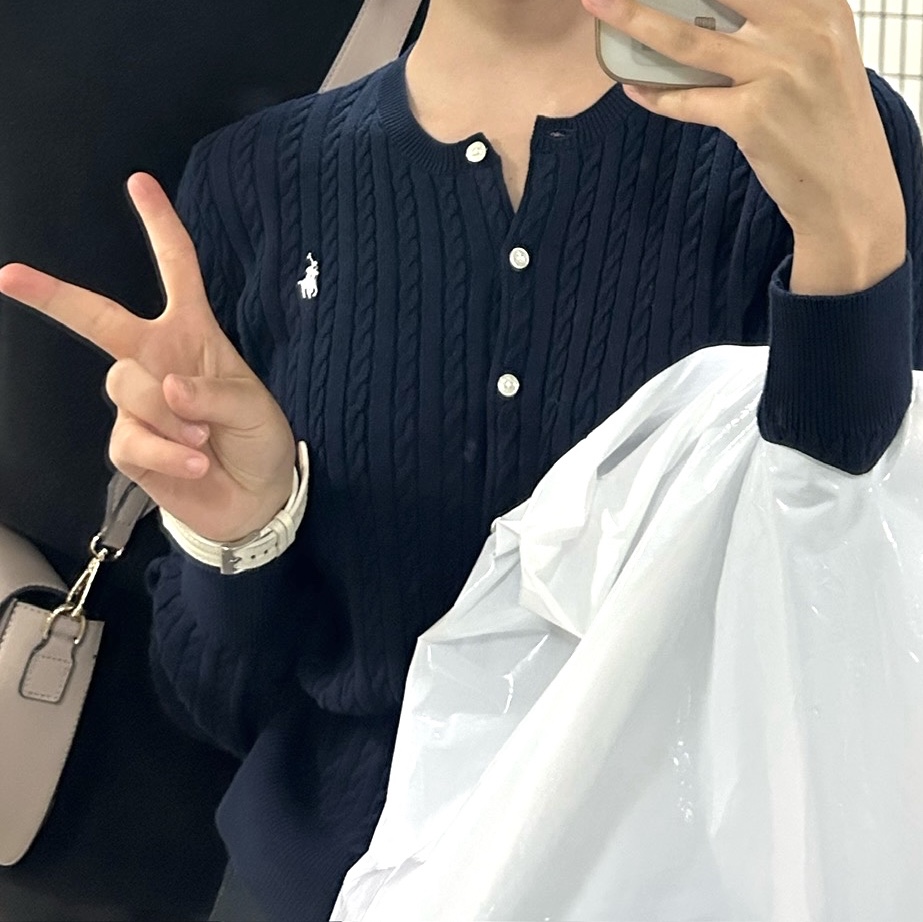 [30% 적립] Polo Ralph Lauren Children Mini Cable Cotton Cardigan Hunter Navy 착용 스타일