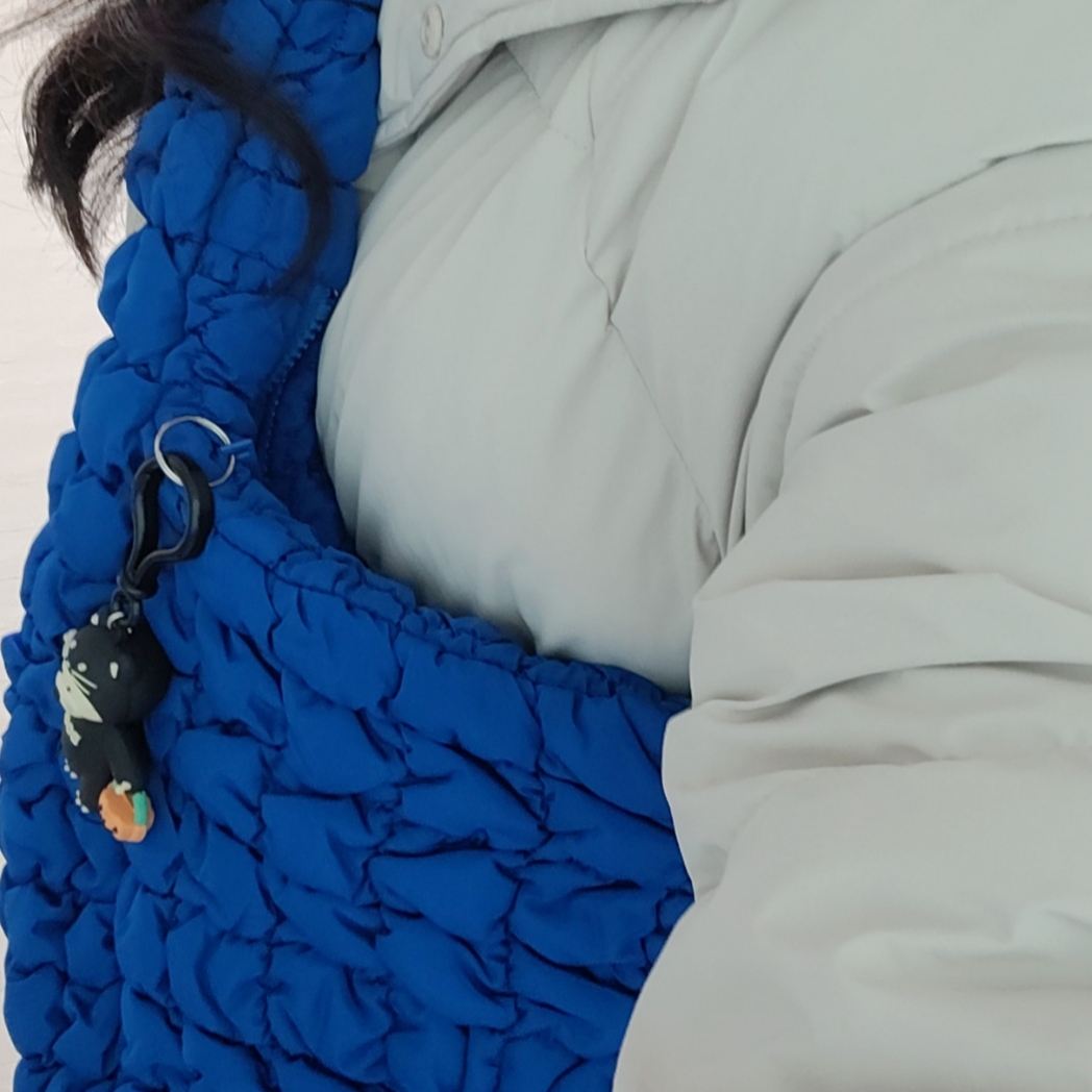 COS Quilted Oversized Shoulder Bag Blue 착용 스타일 - 1
